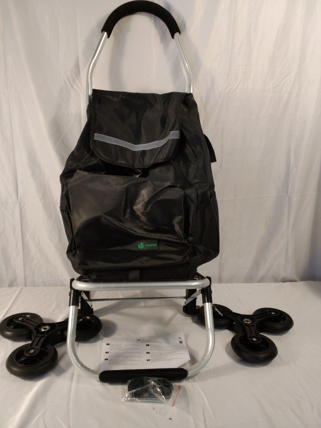 VOUNOT Carrello Portaspesa Pieghevole in Alluminio Saliscale 6 Ruote 58L Nero con Ganci nuovo