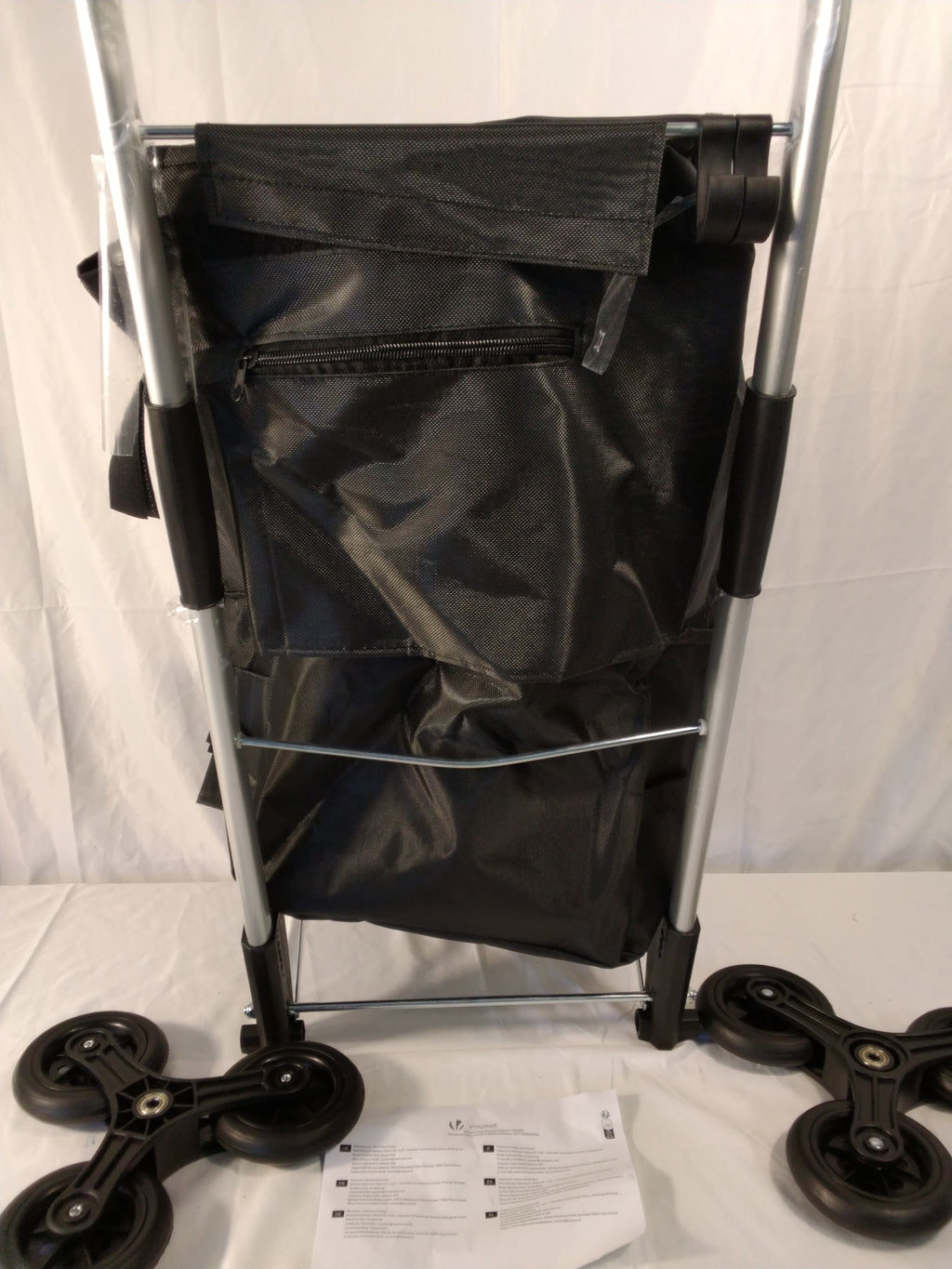 VOUNOT Carrello Portaspesa Pieghevole in Alluminio Saliscale 6 Ruote 58L Nero con Ganci nuovo