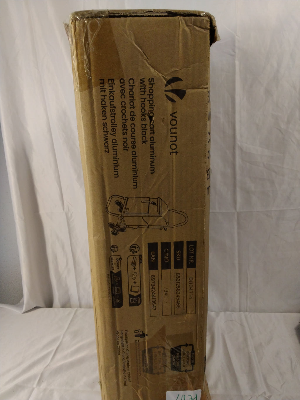 VOUNOT Carrello Portaspesa Pieghevole in Alluminio Saliscale 6 Ruote 58L Nero con Ganci nuovo