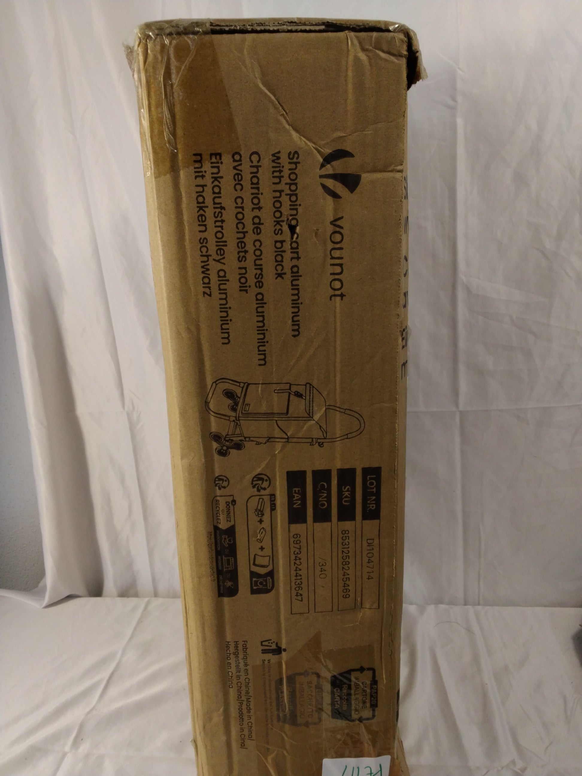 VOUNOT Carrello Portaspesa Pieghevole in Alluminio Saliscale 6 Ruote 58L Nero con Ganci nuovo