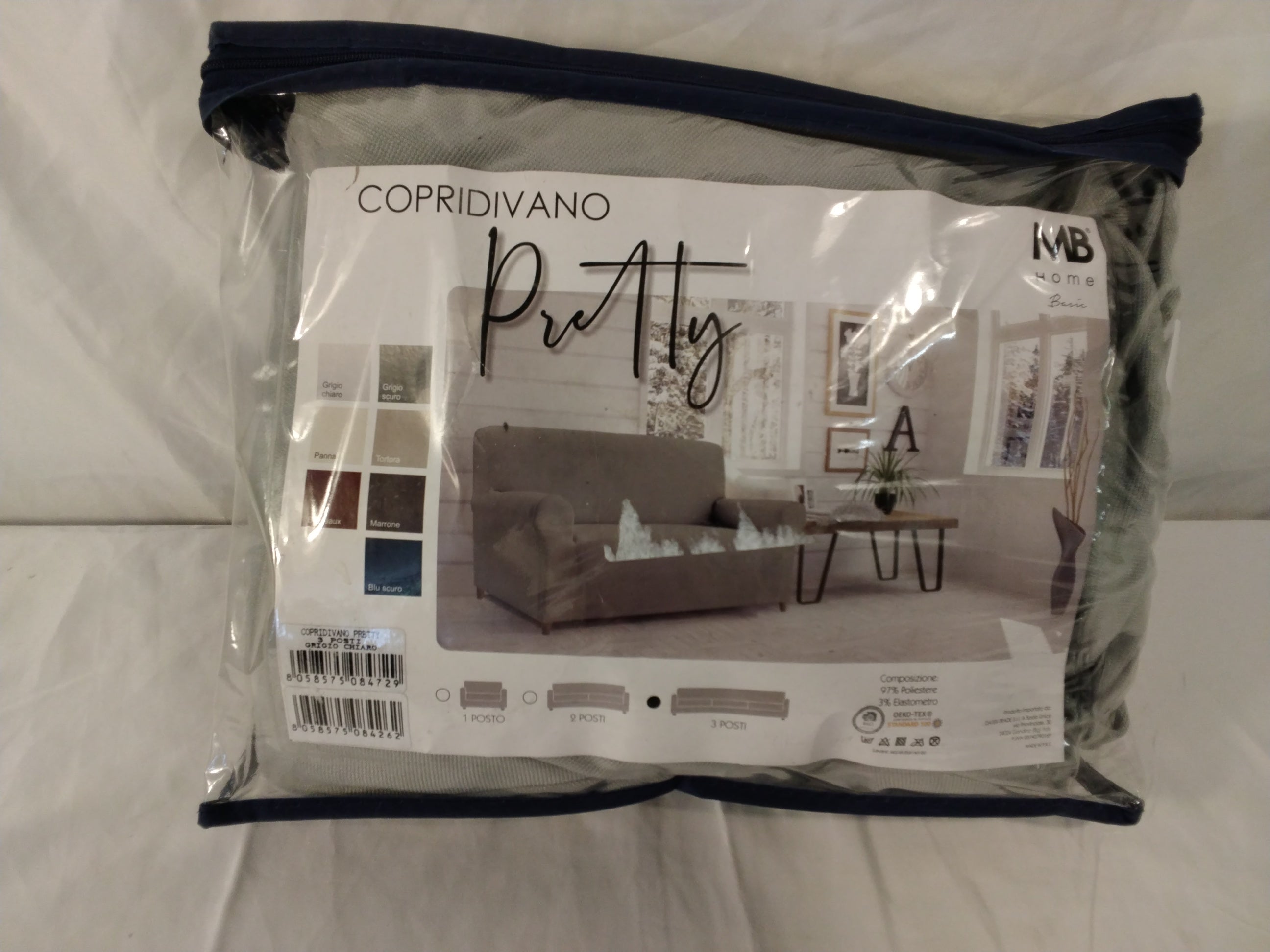 Copridivano IMB Home Bari Pretty Elasticizzato 3 Posti | Grigio Chiaro | Nuovo
