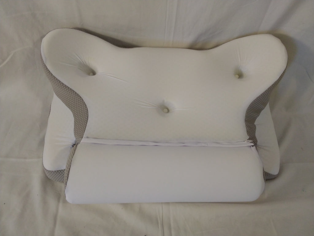 Cuscino Cervicale Ergonomico in Memory Foam con Federa Doppio Lato | Bianco/Grigio | Nuovo