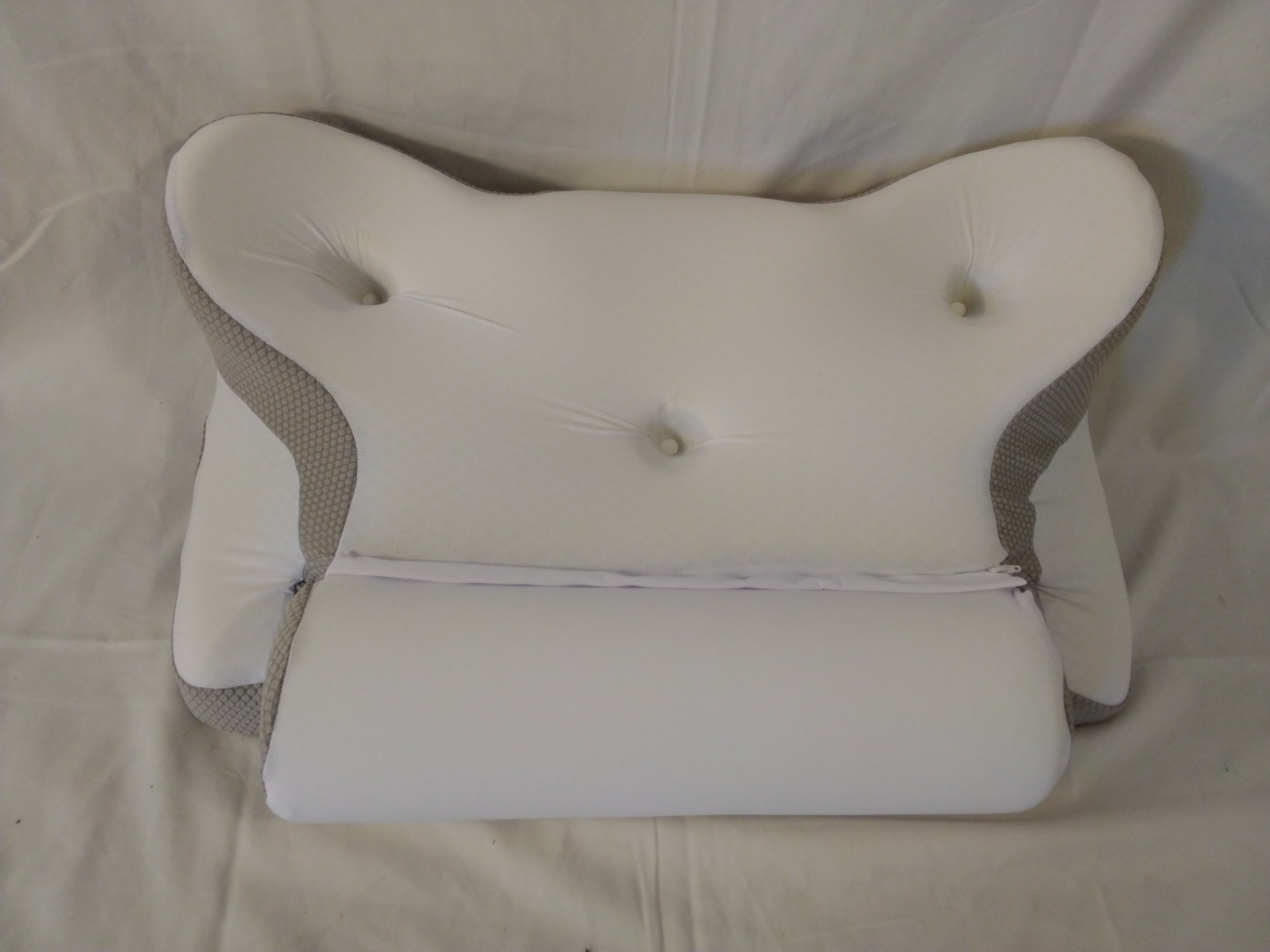 Cuscino Cervicale Ergonomico in Memory Foam con Federa Doppio Lato | Bianco/Grigio | Nuovo