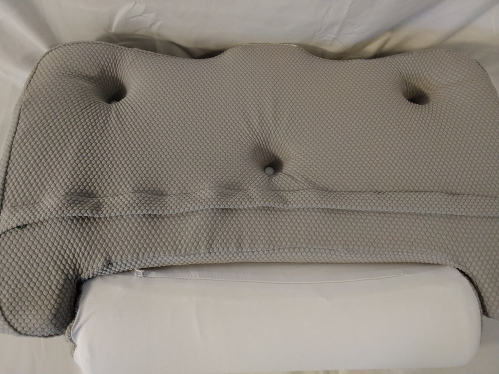Cuscino Cervicale Ergonomico in Memory Foam con Federa Doppio Lato | Bianco/Grigio | Nuovo