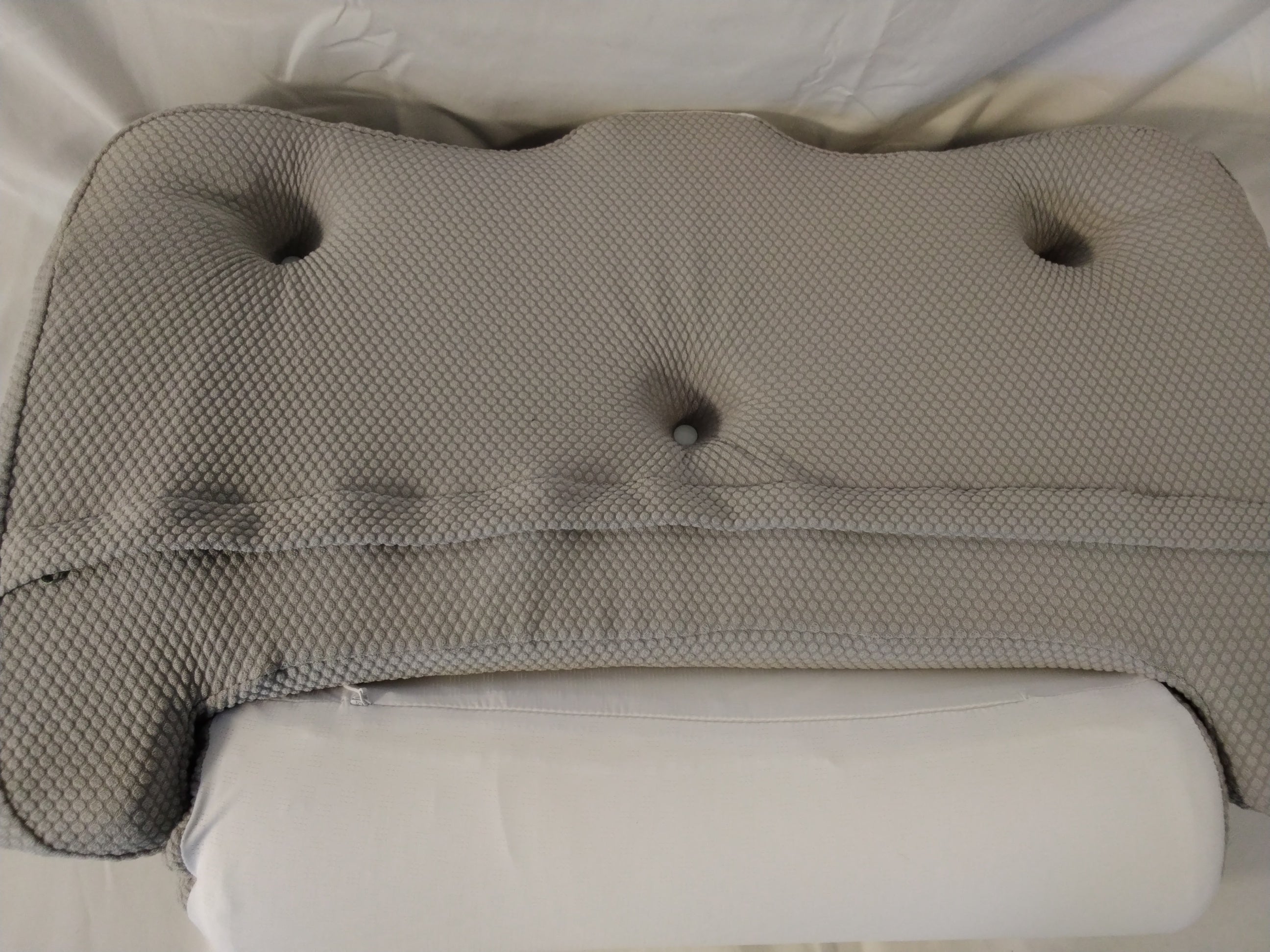 Cuscino Cervicale Ergonomico in Memory Foam con Federa Doppio Lato | Bianco/Grigio | Nuovo