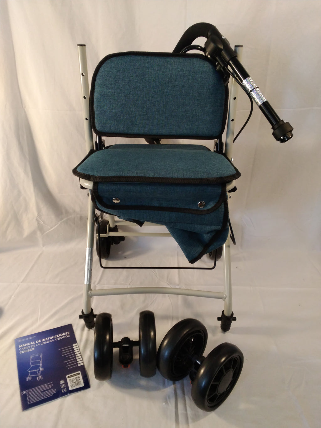 Carrello Spesa Deambulatore Mobiclinic Coliseo Azul | 4 Ruote con Seduta e Borsa | Pieghevole
