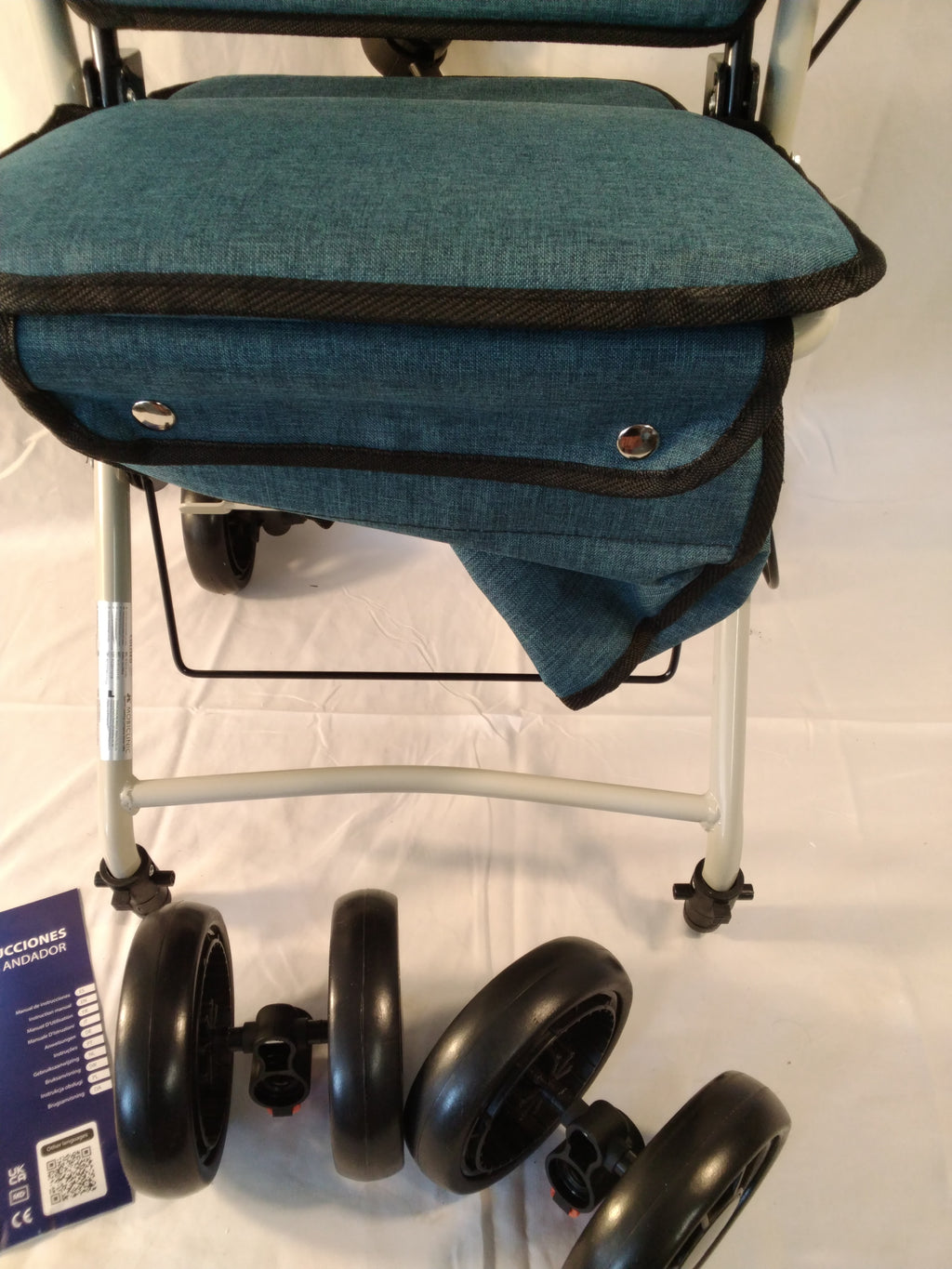 Carrello Spesa Deambulatore Mobiclinic Coliseo Azul | 4 Ruote con Seduta e Borsa | Pieghevole