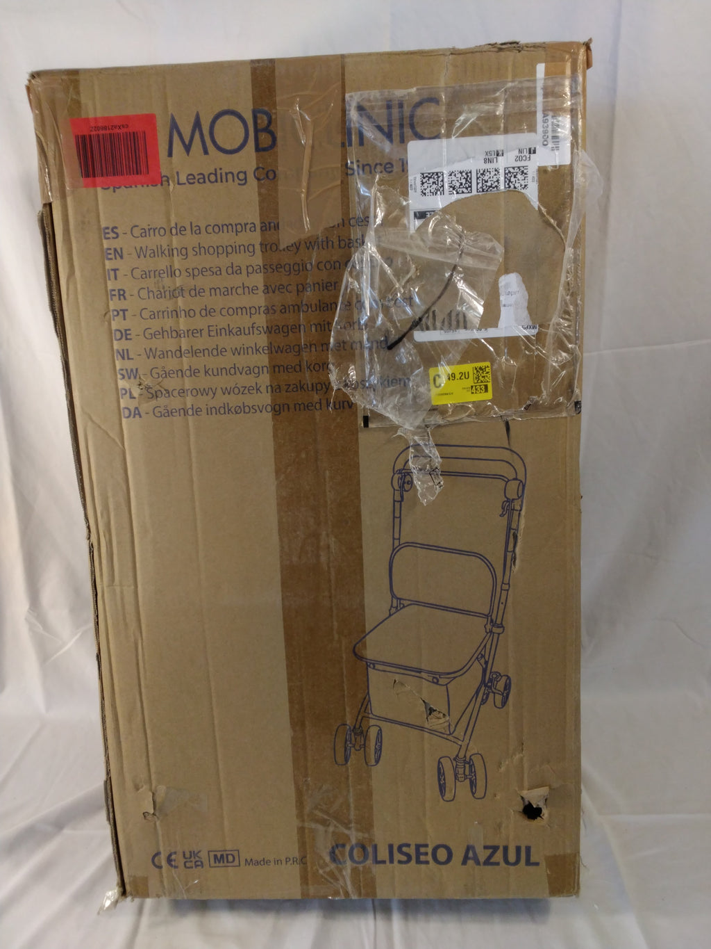 Carrello Spesa Deambulatore Mobiclinic Coliseo Azul | 4 Ruote con Seduta e Borsa | Pieghevole
