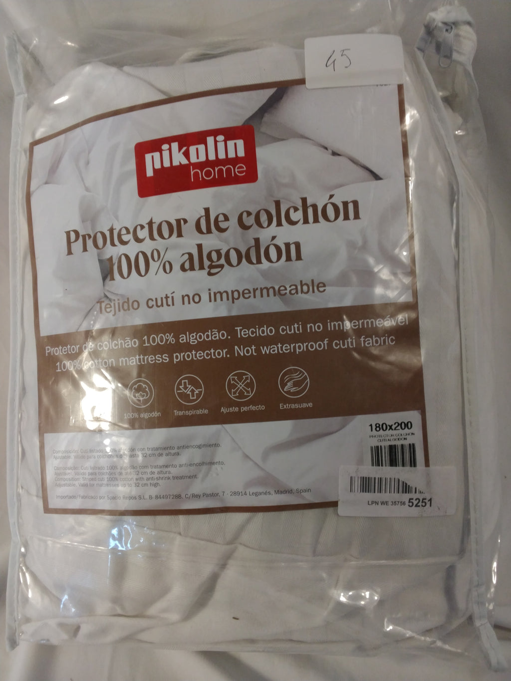 Pikolin Home Protector Coprimaterasso 100% Cotone 180x200 cm | Traspirante | Extra Morbido Nuovo
