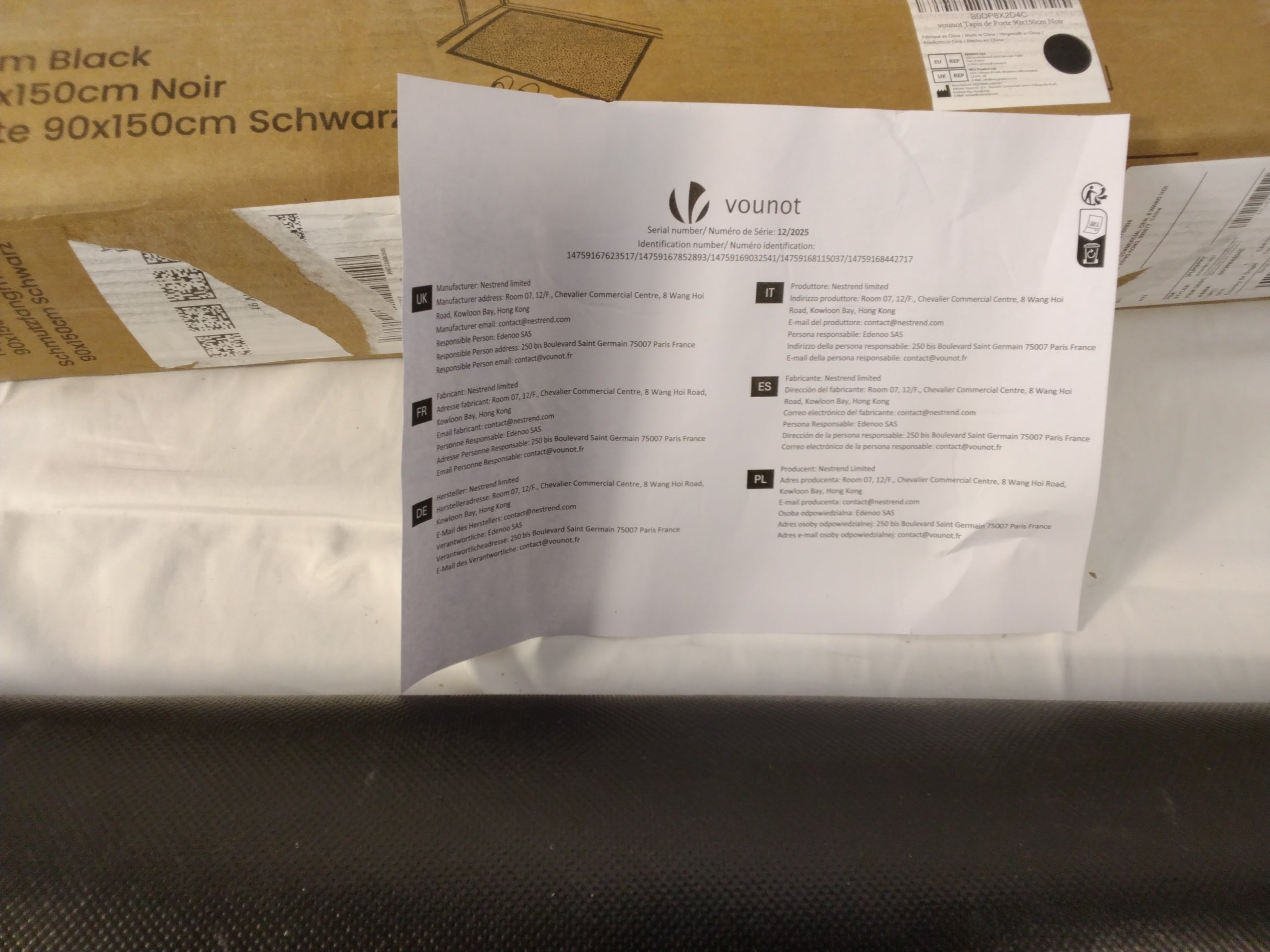VOUNOT Zerbino Ingresso 90×150 cm Nero | Tappeto Antiscivolo per Interno ed Esterno Nuovo
