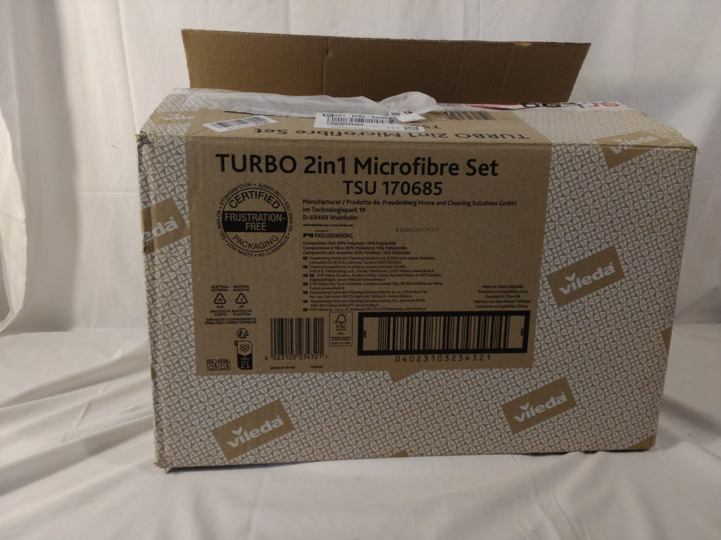 Vileda Turbo 2in1 Microfibre Set con Secchio a Pedale e Mocio Rotante Nuovo