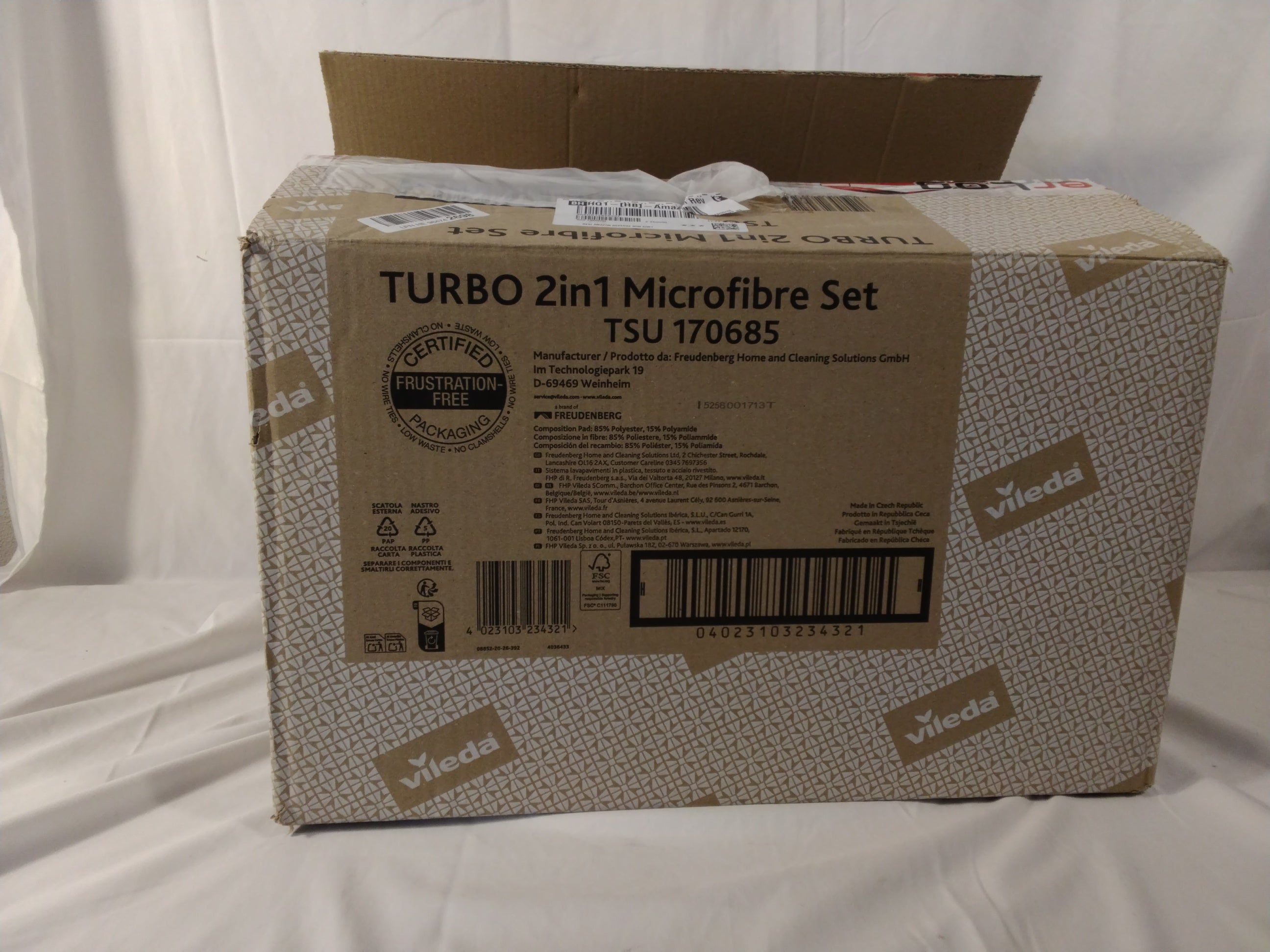Vileda Turbo 2in1 Microfibre Set con Secchio a Pedale e Mocio Rotante Nuovo