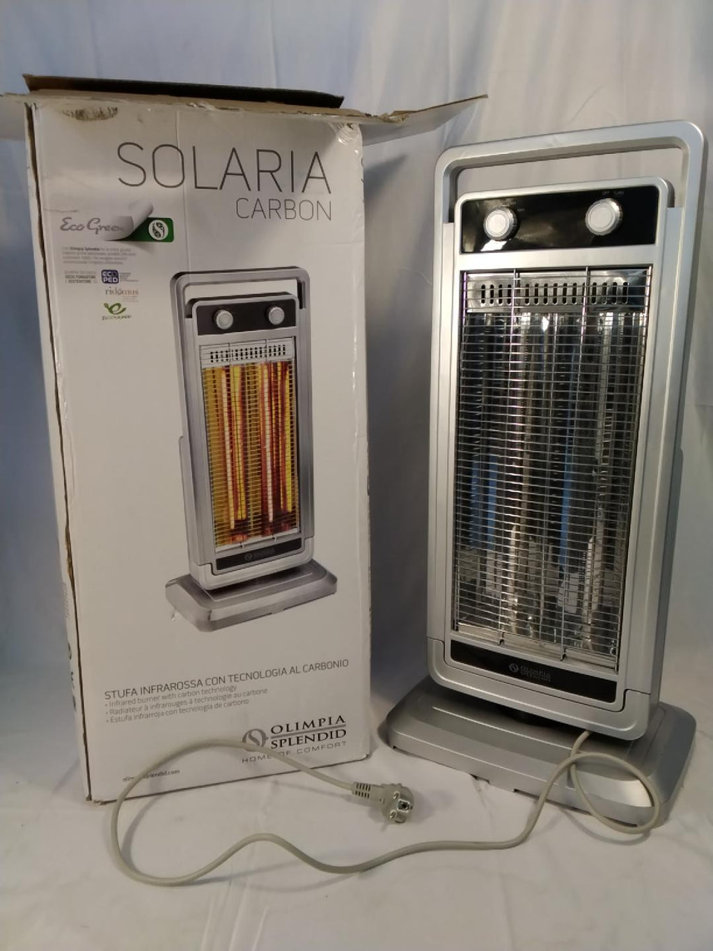 Olimpia Splendid Solaria Carbon | Stufa a Infrarossi in Fibra di Carbonio 1100W Oscillante Usato come nuovo