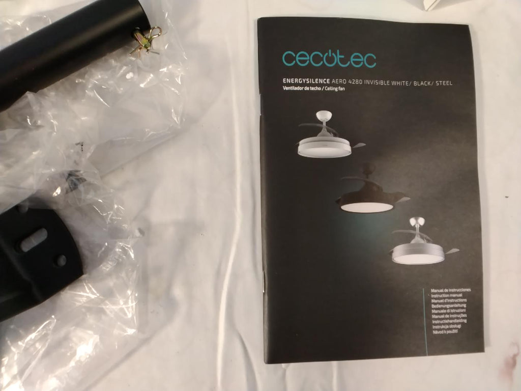 Cecotec EnergySilence Aero 4280 Invisible | Ventilatore da Soffitto con Pale Retrattili e Luce LED | Nero | Nuovo