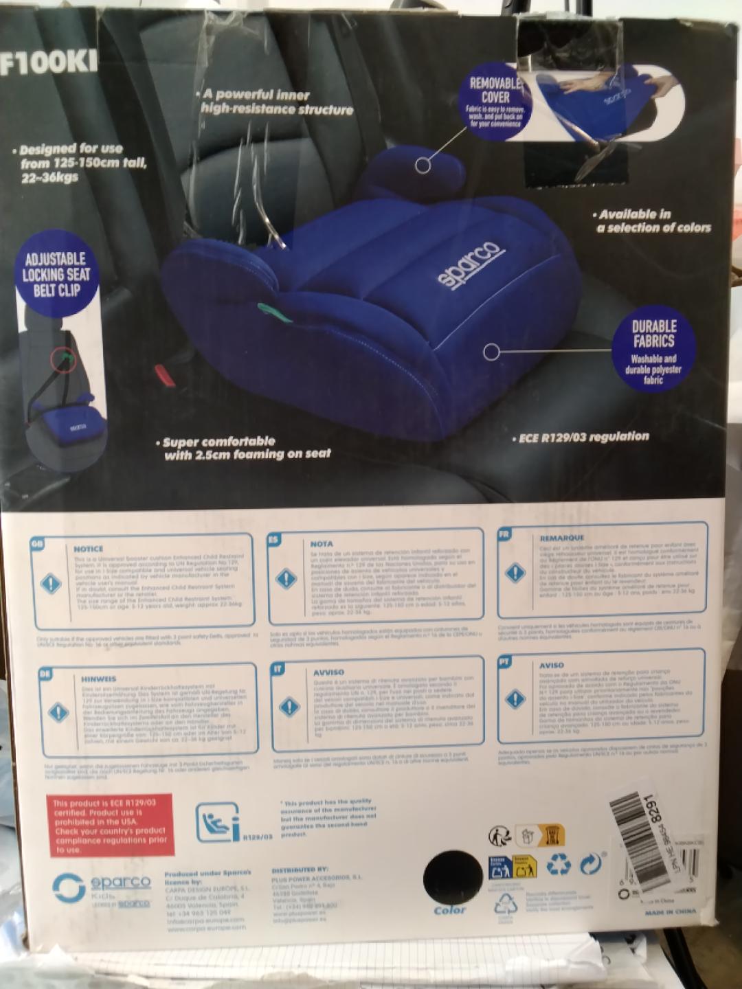 Sparco Kids Rialzo Auto Booster Universale 125-150 cm (22-36 kg) Nero | Nuovo