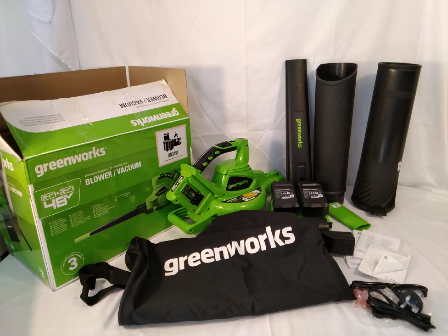 Greenworks GD24X2BV4X 48V (2x24V) Soffiatore / Aspiratore / Trituratore a Batteria | Usato Perfettamente Funzionante&nbsp;