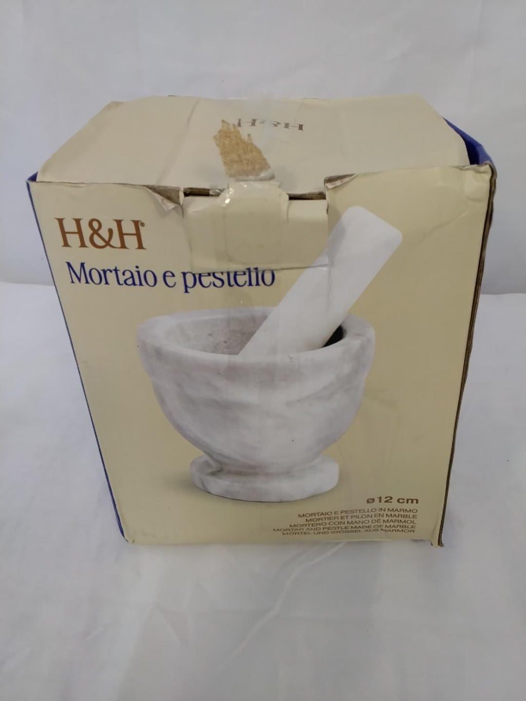 H&H Mortaio in Marmo Bianco Ø12 cm | Senza Pestello | Nuovo