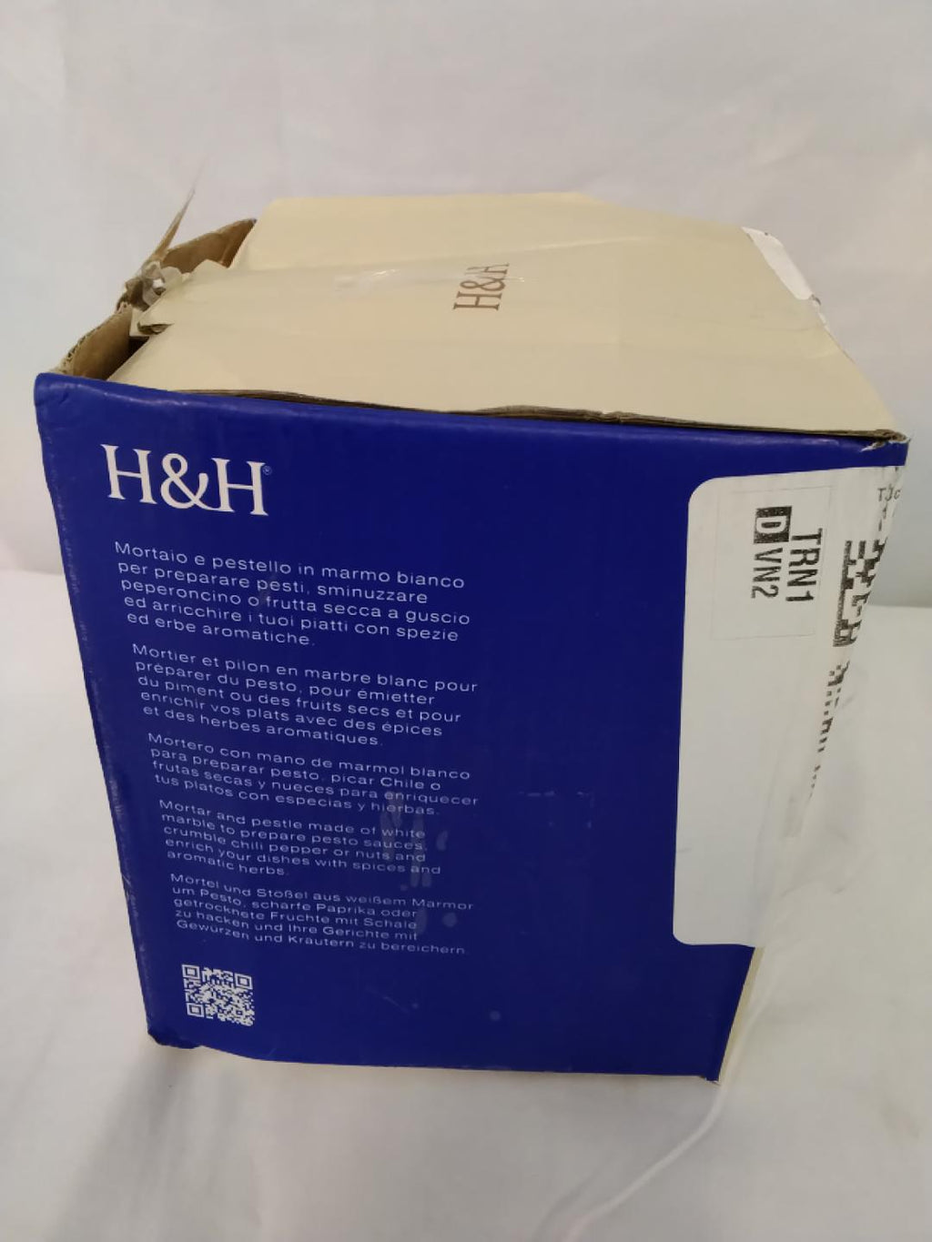 H&H Mortaio in Marmo Bianco Ø12 cm | Senza Pestello | Nuovo