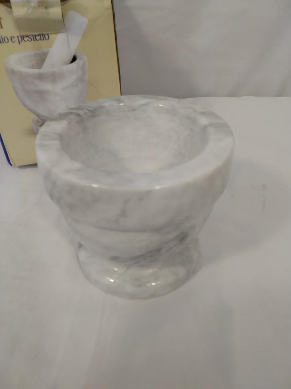 H&H Mortaio in Marmo Bianco Ø12 cm | Senza Pestello | Nuovo
