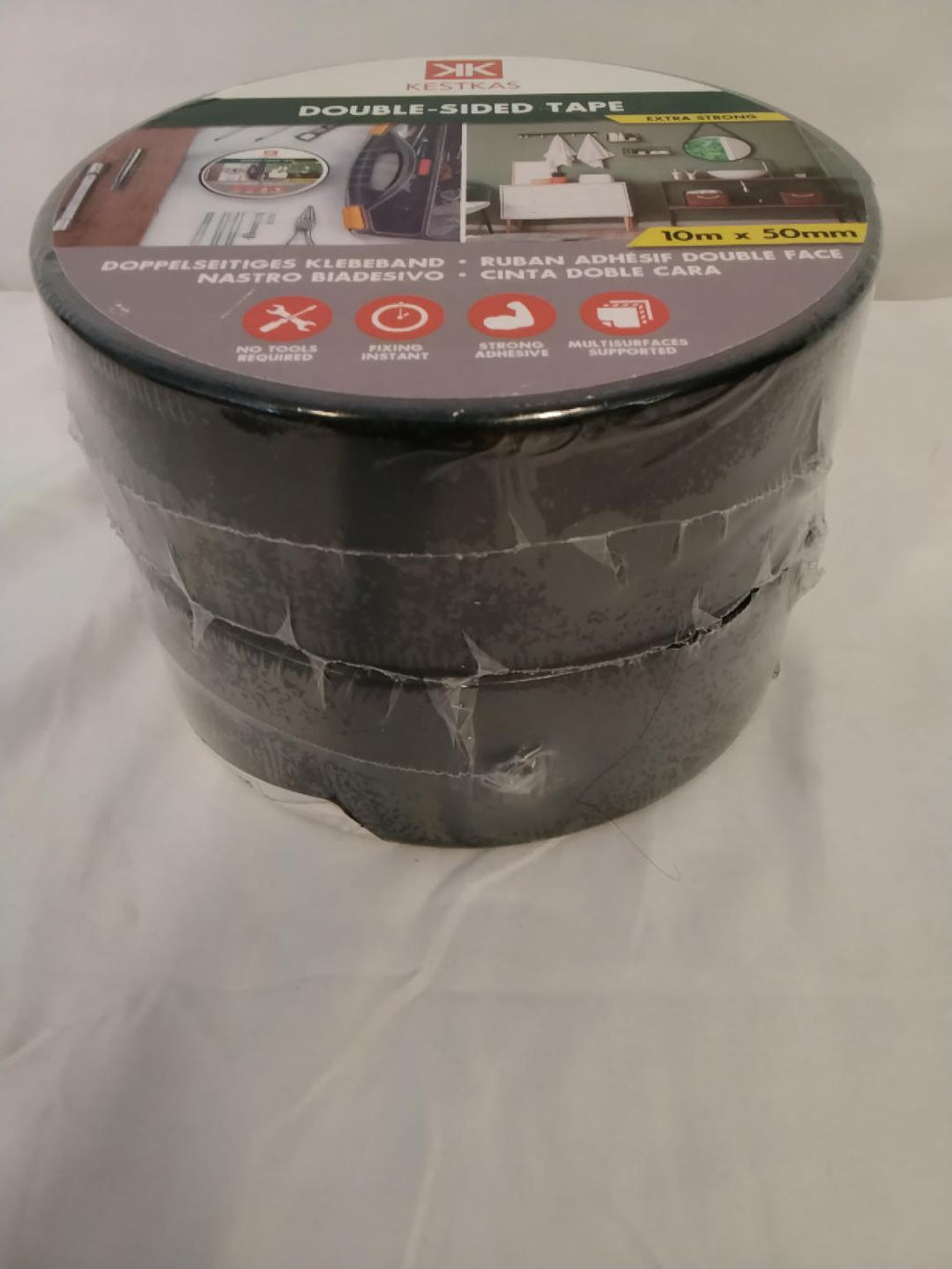KESTKAS Nastro Biadesivo Extra Forte 10 m x 50 mm | Nero | Multifunzione | Nuovo