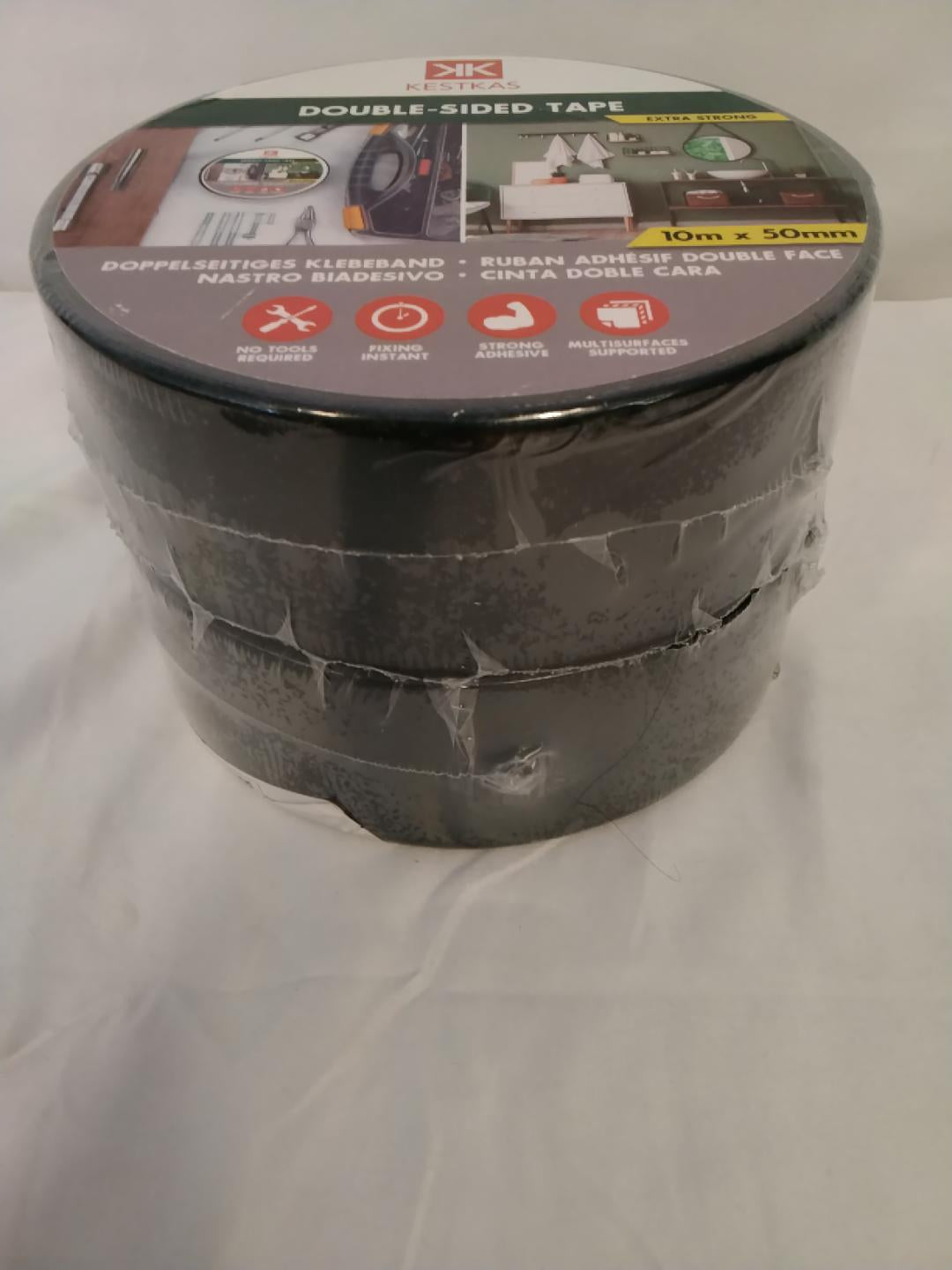 KESTKAS Nastro Biadesivo Extra Forte 10 m x 50 mm | Nero | Multifunzione | Nuovo