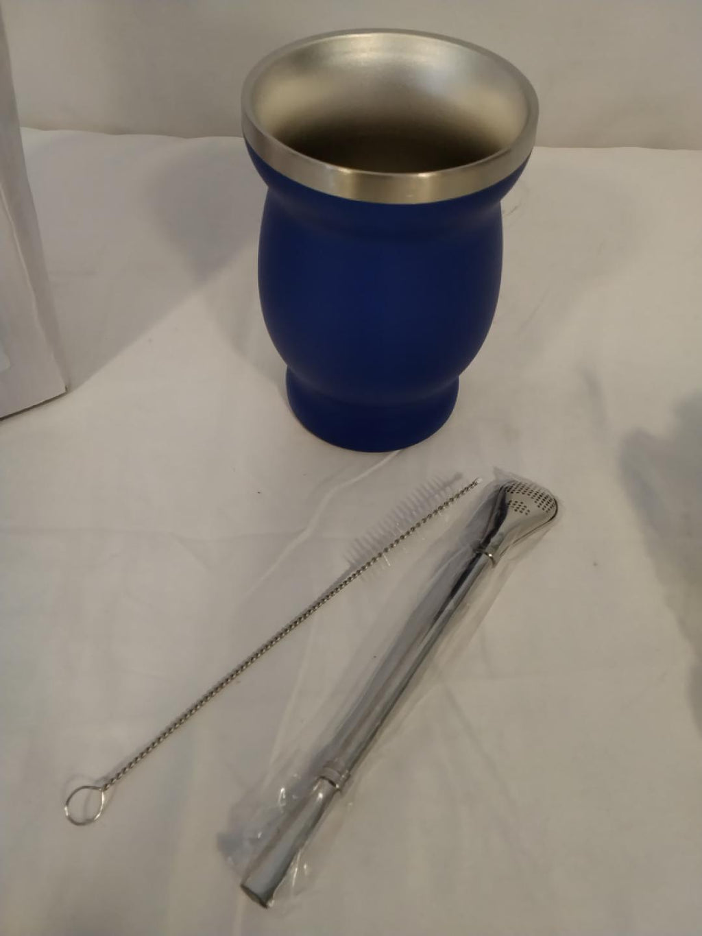 ARCONAT Mate Becher 270 ml | Bicchiere per Yerba Mate | Blu | Completo di Bombilla e Spazzolino | Nuovo