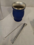 ARCONAT Mate Becher 270 ml | Bicchiere per Yerba Mate | Blu | Completo di Bombilla e Spazzolino | Nuovo