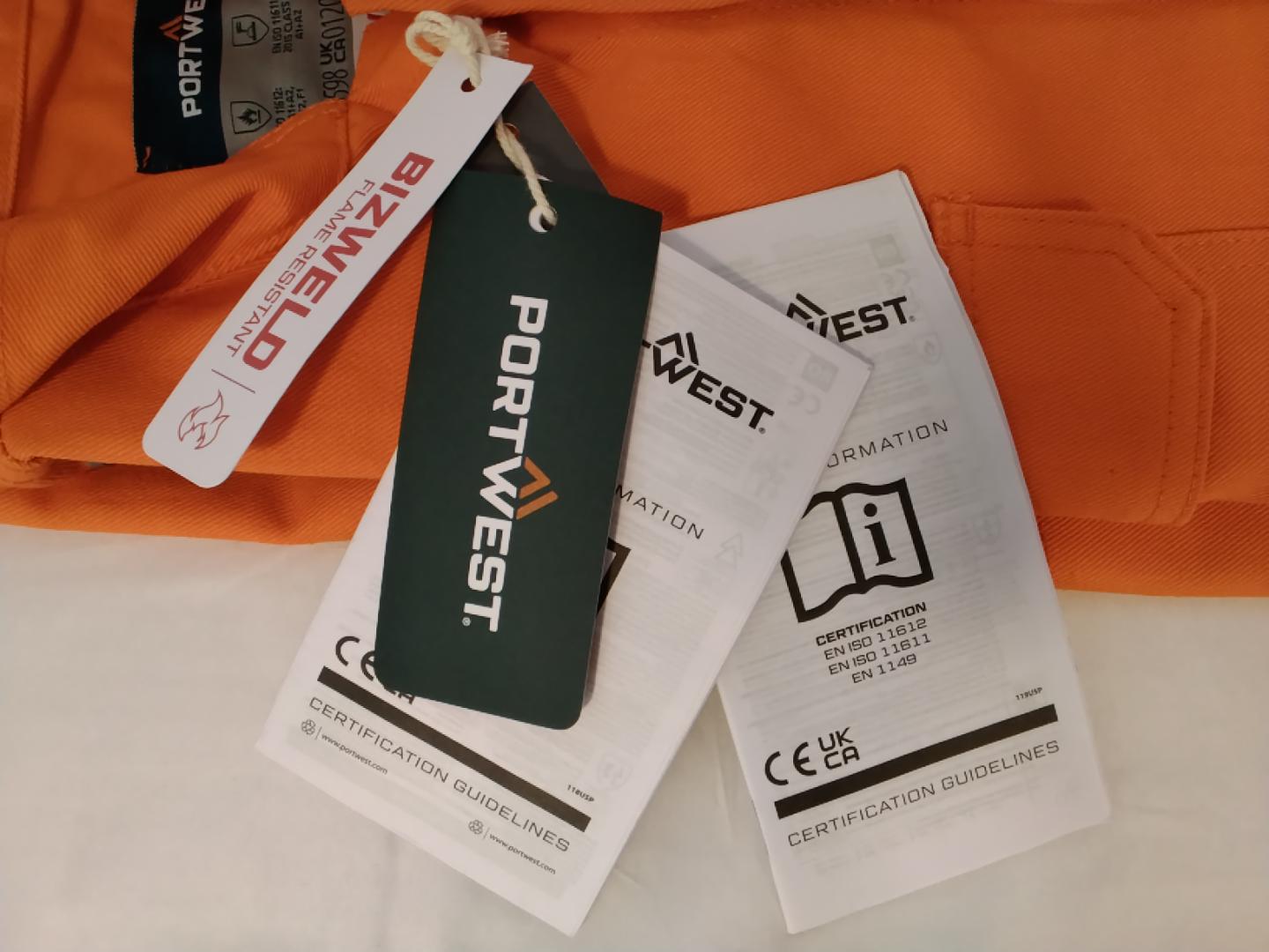 Portwest Bizweld Executive BIZ5 Tuta da Lavoro Ignifuga | Arancione | XXL | Nuova