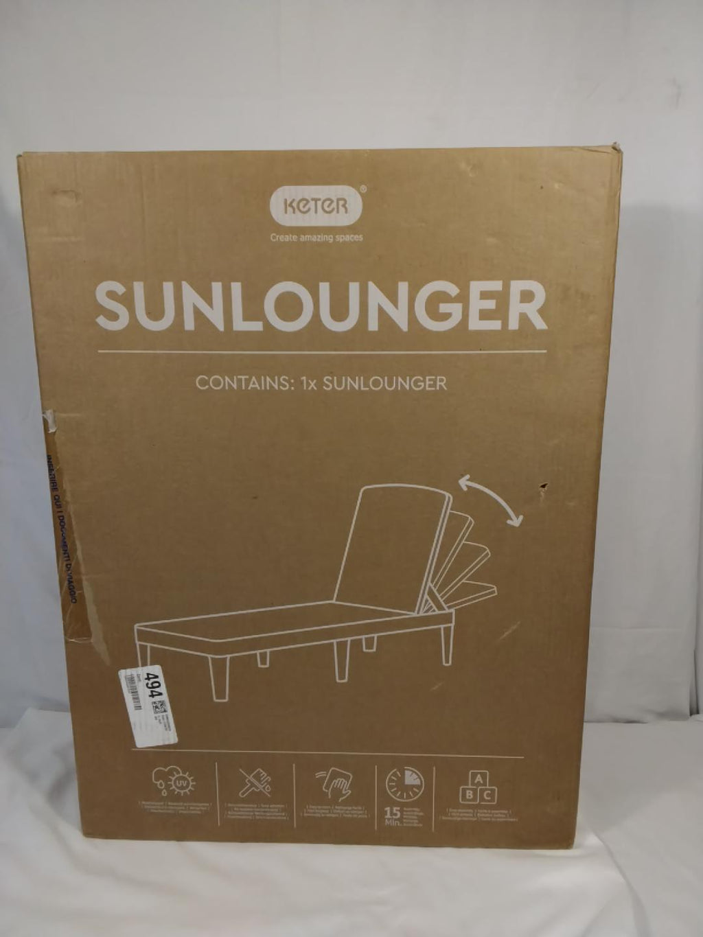 KETER Sunlounger Lettino Prendisole Reclinabile | 187,5 × 58 × 29 cm Nuova&nbsp;