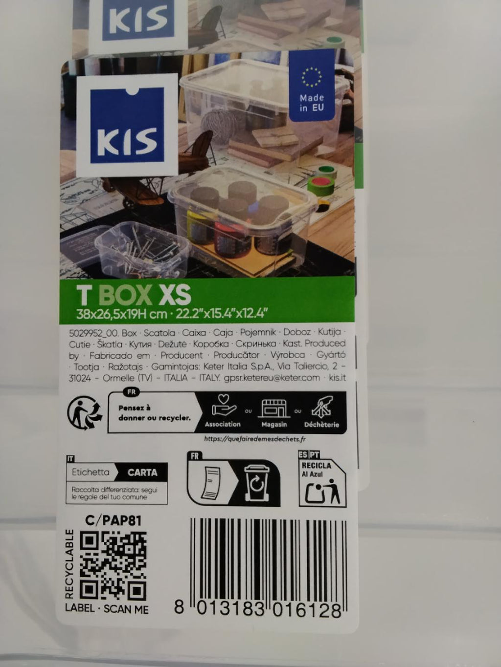 KIS T Box XS 14 L Trasparente 38 × 26,5 × 19 cm | 5 contenitori Nuovi