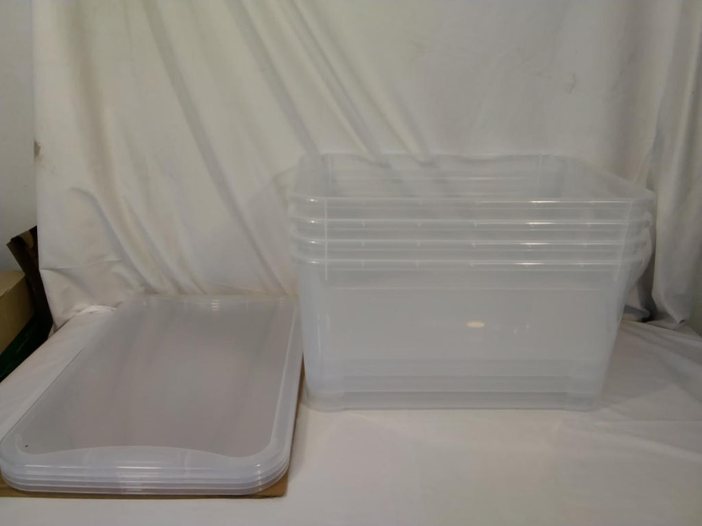 4× Contenitori KIS T Box L 47L. &nbsp;55,5 × 39 × 28,5 cm Trasparenti con Coperchio | Nuovi