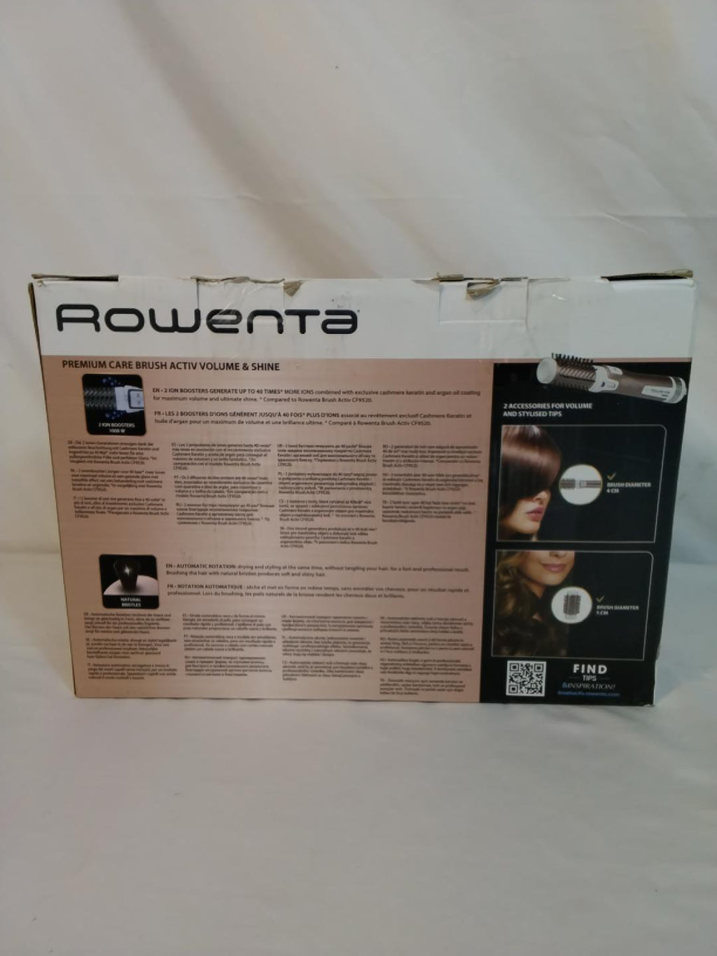 Rowenta Brush Activ Premium Care CF9540 Spazzola Rotante ad Aria Calda 1000W Ionica con 2 Spazzole | Nuova