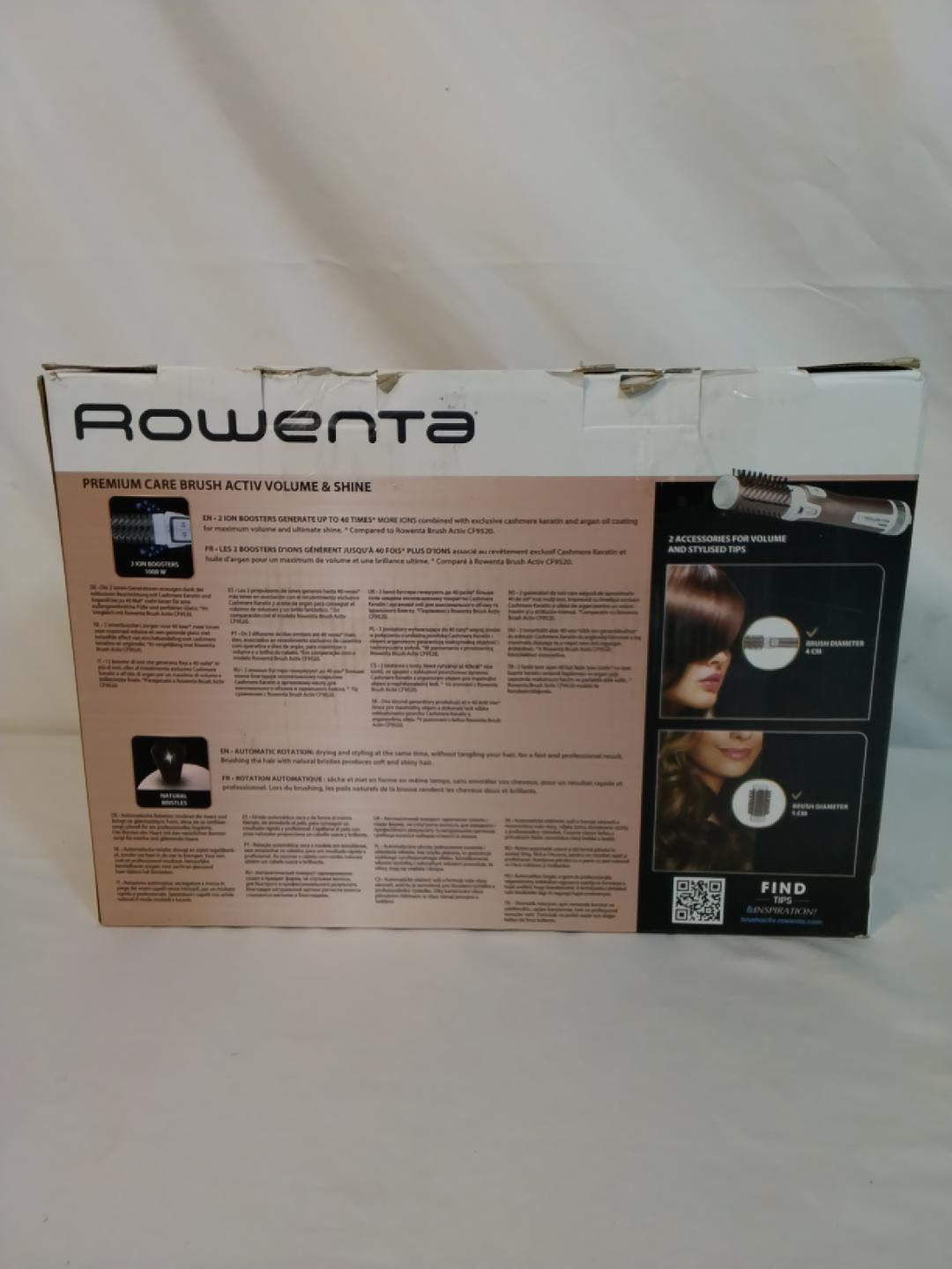 Rowenta Brush Activ Premium Care CF9540 Spazzola Rotante ad Aria Calda 1000W Ionica con 2 Spazzole | Nuova
