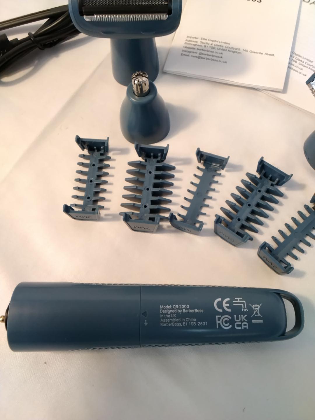BarberBoss QR-2303 Precision 3-in-1 Regolabarba Tagliacapelli Corpo Naso e Orecchie USB | Nuovo