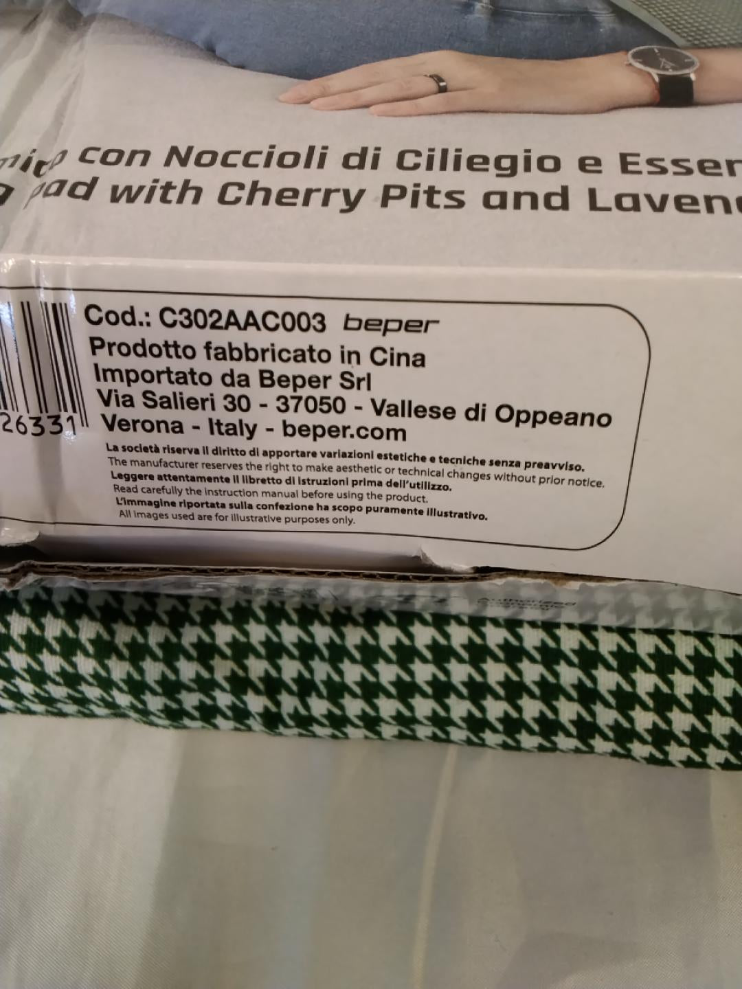 BEPER C302AAC003 Cuscino Termico con Noccioli di Ciliegia e Lavanda 800 g 51×21,5 cm Hot e Cold | Nuovo