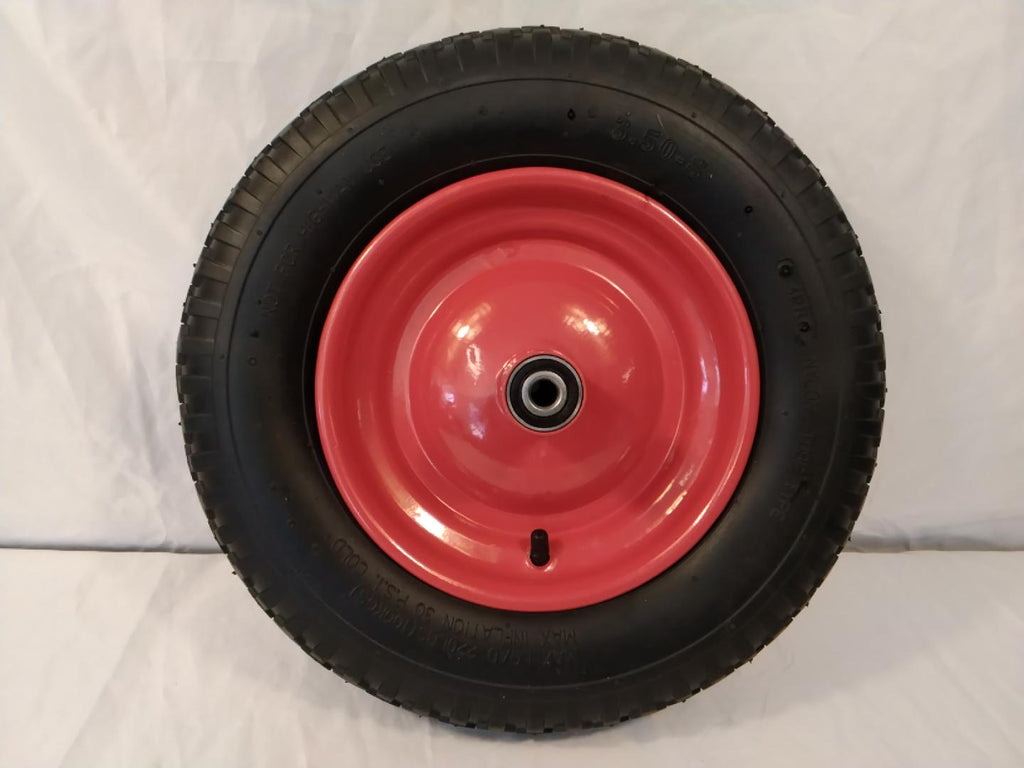 Ruota Pneumatica per Carriola 3.50-8 Ø35 cm Cerchio in Acciaio Rosso con Cuscinetti | Nuova