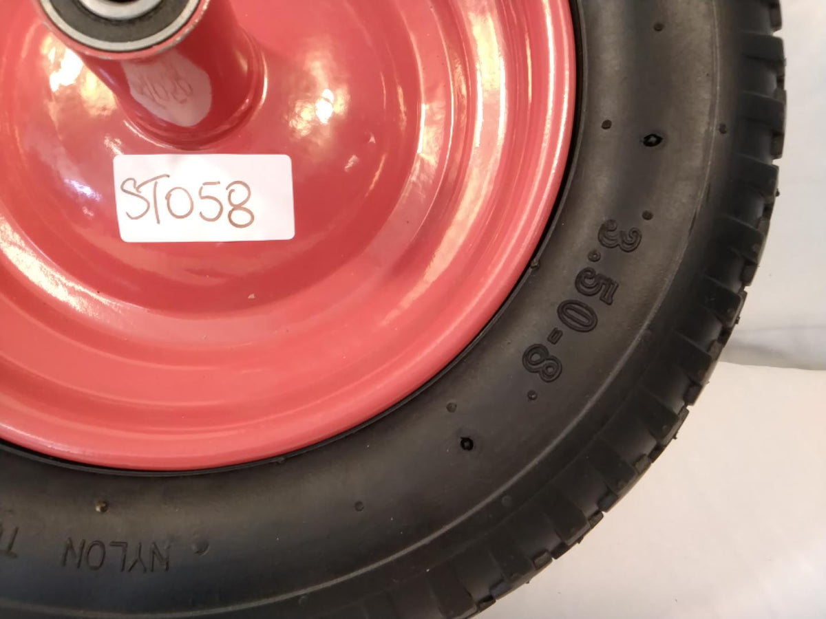 Ruota Pneumatica per Carriola 3.50-8 Ø35 cm Cerchio in Acciaio Rosso con Cuscinetti | Nuova