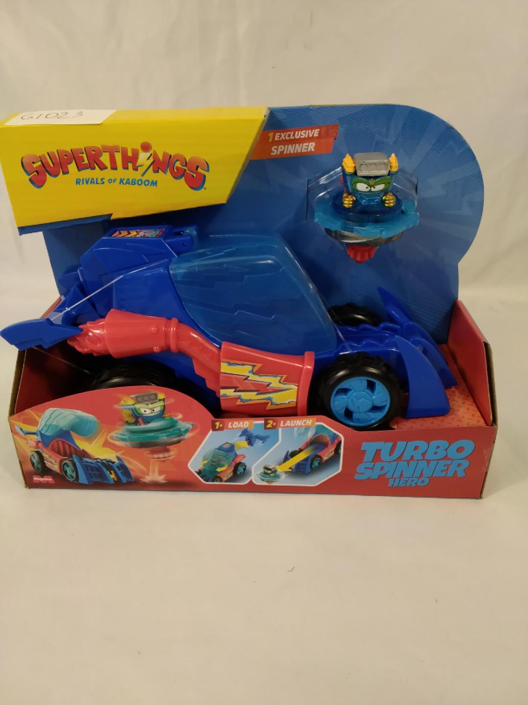 SUPERTHINGS RIVALS OF KABOOM TURBO SPINNER HERO, VEICOLO LANCIA-SPINNER, 1 KAZOOM SPINNER ESCLUSIVO, 4+ ANNI, NUOVO