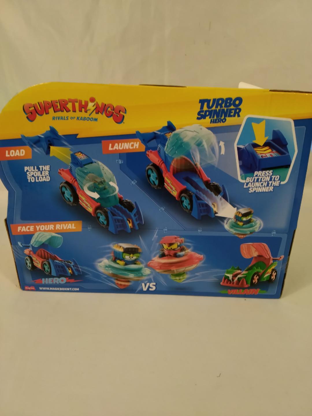 SUPERTHINGS RIVALS OF KABOOM TURBO SPINNER HERO, VEICOLO LANCIA-SPINNER, 1 KAZOOM SPINNER ESCLUSIVO, 4+ ANNI, NUOVO