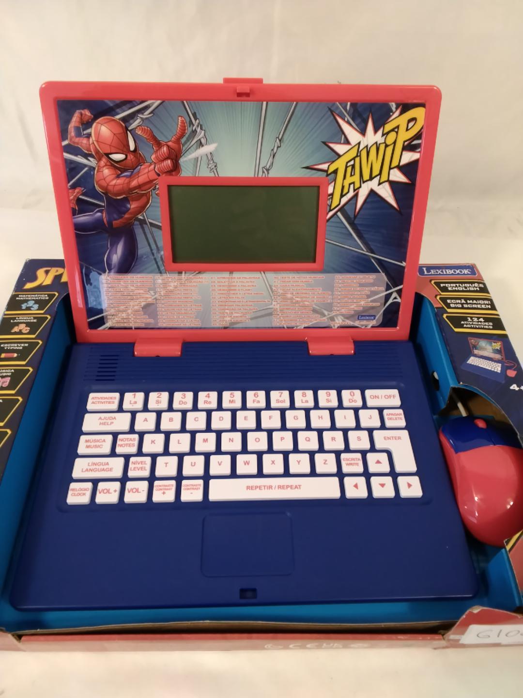LEXIBOOK MARVEL SPIDER-MAN COMPUTER PORTATILE EDUCATIVO BILINGUE PORTOGHESE/INGLESE, 124 ATTIVITÀ, SCHERMO LCD, TASTIERA E MOUSE, 4+ ANNI, NUOVO
