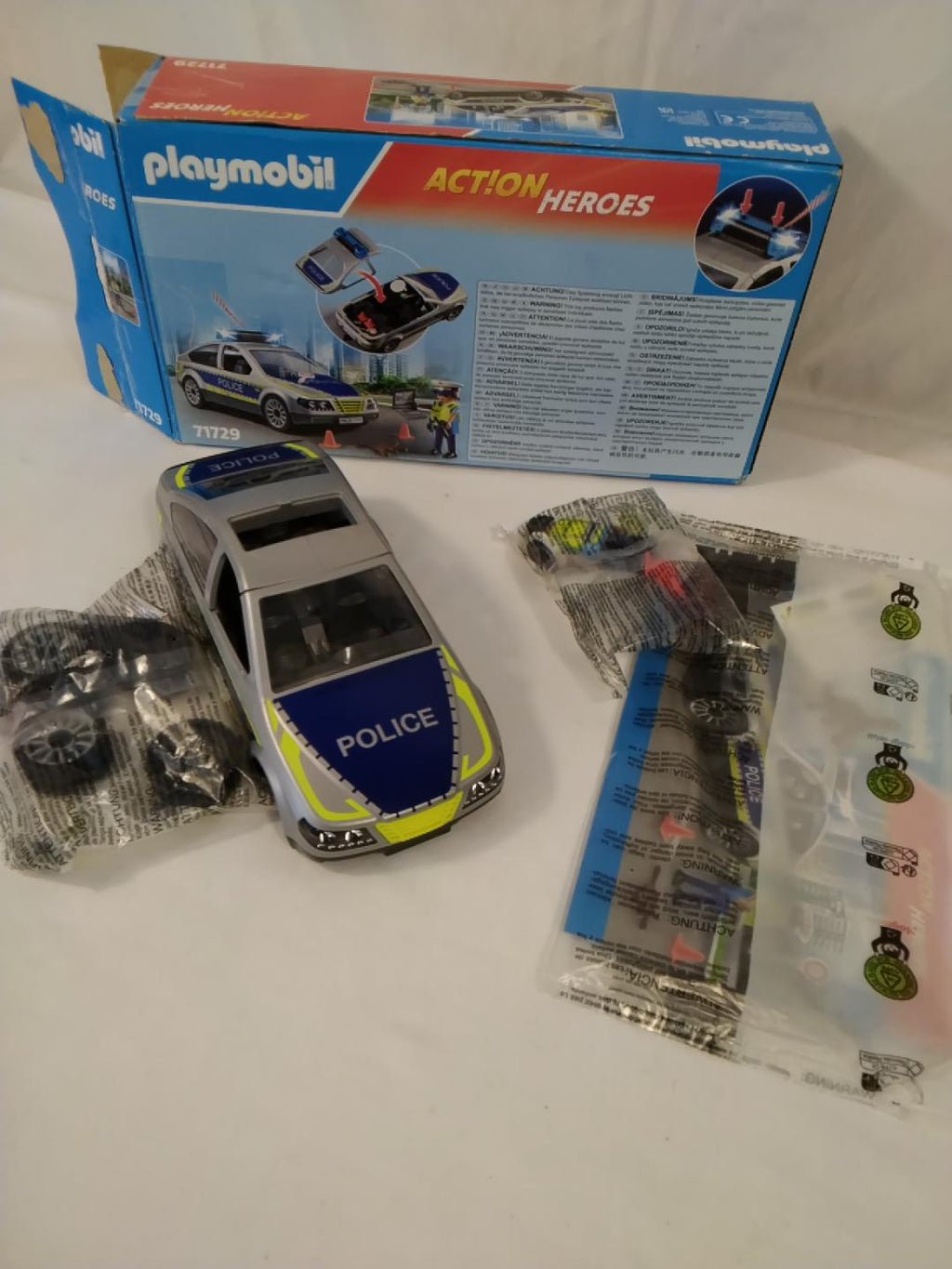 PLAYMOBIL ACTION HEROES 71729 AUTO DELLA POLIZIA, LUCI BLU E SUONO, TETTO REMOVIBILE, 24 PEZZI, 1 PERSONAGGIO, 4-10 ANNI, NUOVO