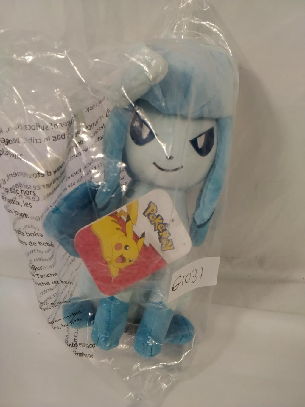 POKÉMON GLACEON PELUCHE 24 CM, EVOLUZIONE DI EEVEE TIPO GHIACCIO, PERSONAGGIO UFFICIALE, NUOVO