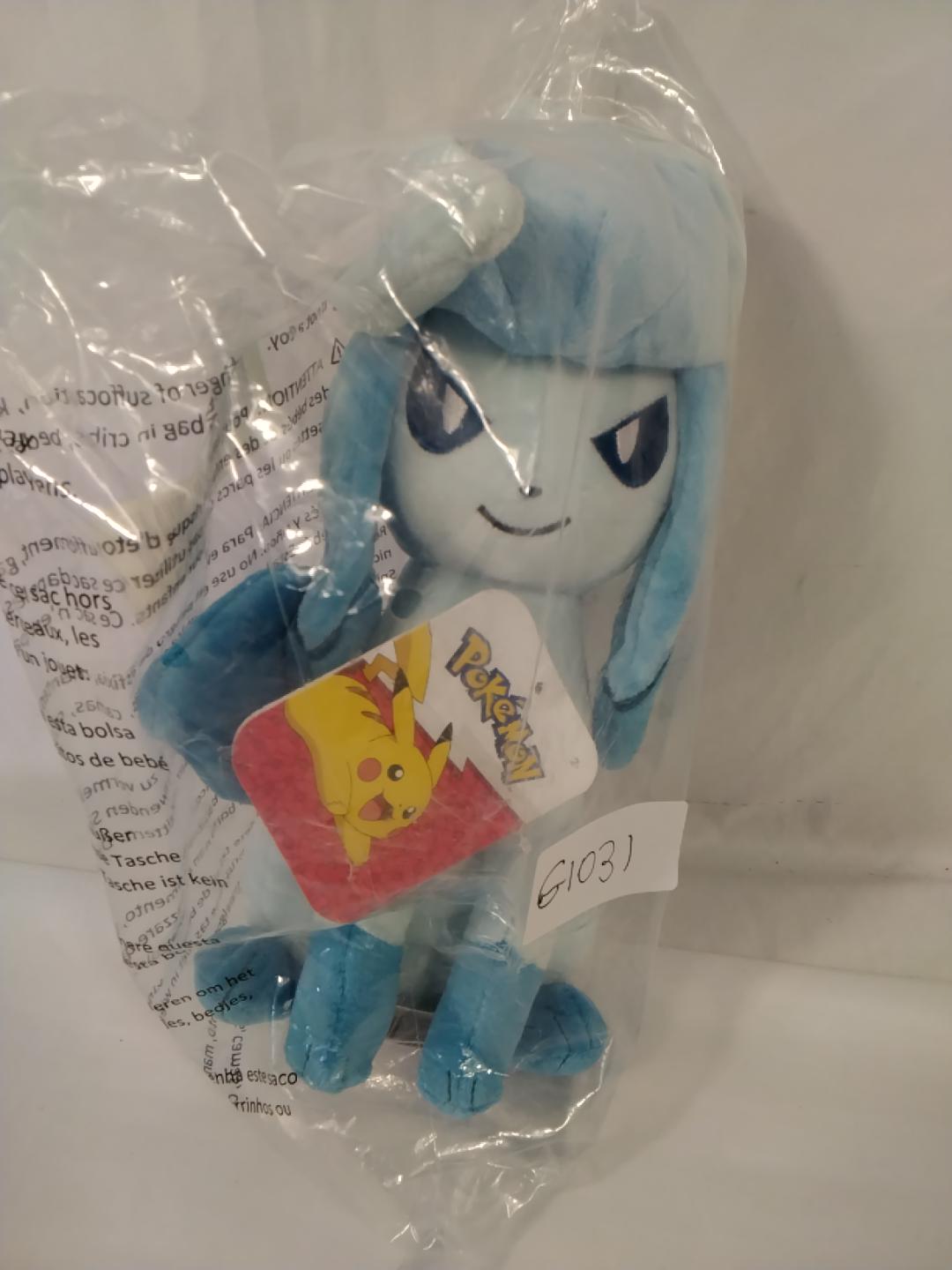 POKÉMON GLACEON PELUCHE 24 CM, EVOLUZIONE DI EEVEE TIPO GHIACCIO, PERSONAGGIO UFFICIALE, NUOVO