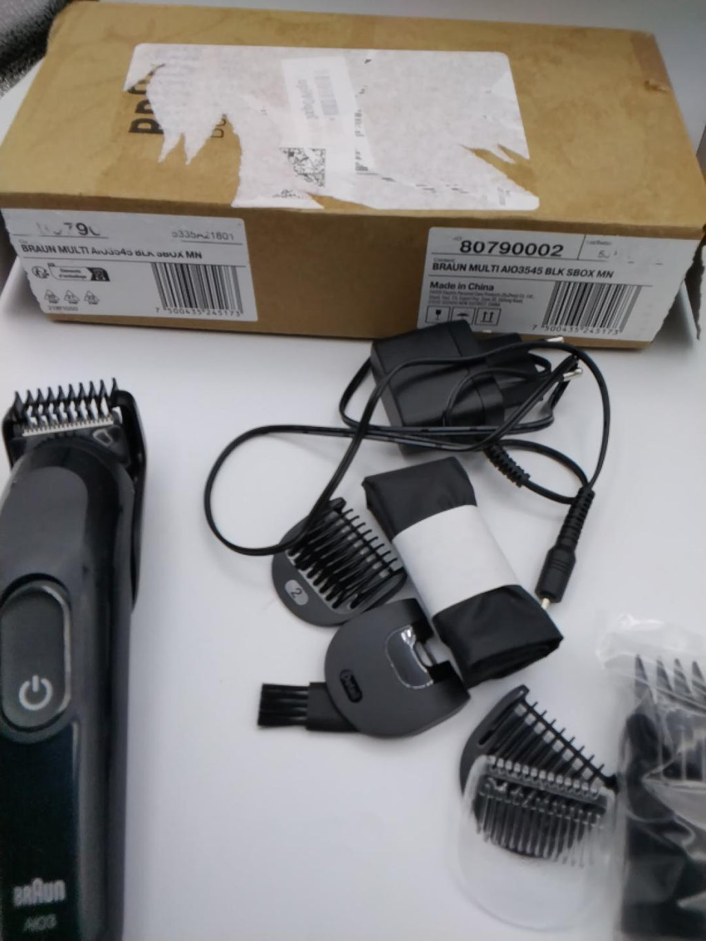 ✂️BRAUN ALL-IN-ONE SERIES 3 AIO3545 8-IN-1, RIFINITORE BARBA E CAPELLI, 14 LUNGHEZZE 3-21 MM, LAMA ULTRA AFFILATA, 50 MIN AUTONOMIA, 8 ACCESSORI, NERO, NUOVO