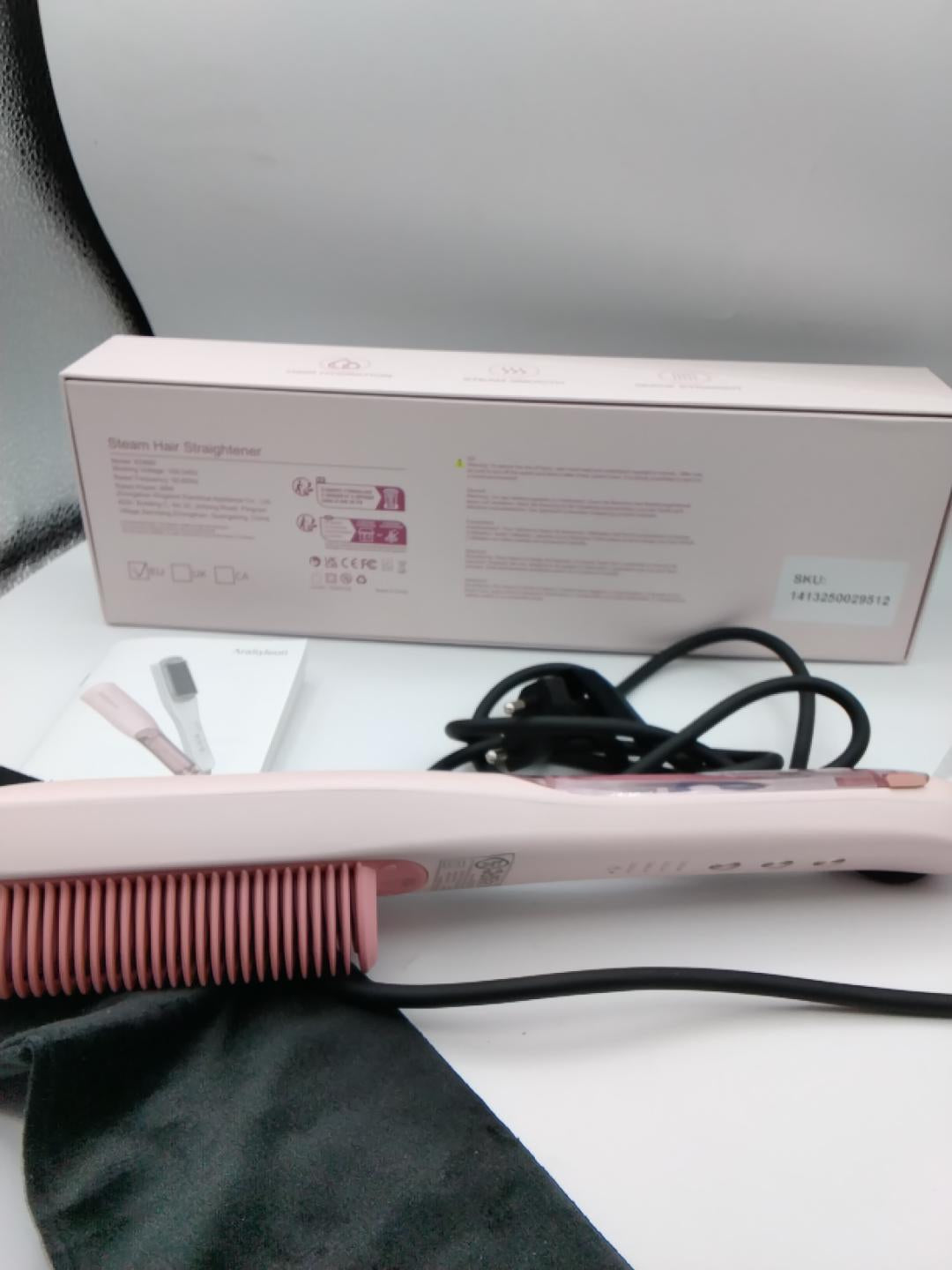 💇‍♀️ARASYLEON SPAZZOLA LISCIANTE A VAPORE ROSA, 4 LIVELLI DI TEMPERATURA 150-210°C, RISCALDAMENTO RAPIDO 30 SEC, PIASTRE IN CERAMICA, HYDRO-INFUSION, AUTOSPEGNIMENTO 30 MIN, GUANTI, SPAZZOLA E BORSA, NUOVA