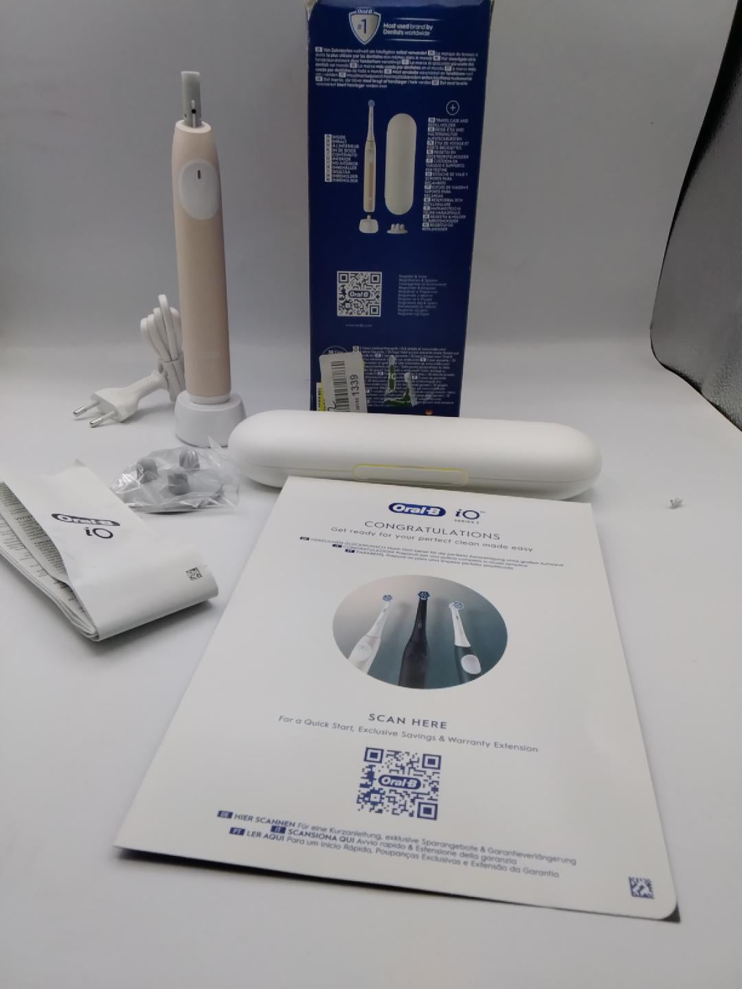 🦷ORAL-B iO SERIES 2 CLEAN &amp; CARE, SPAZZOLINO ELETTRICO RICARICABILE, 3 MODALITÀ, SENSORE DI PRESSIONE, TECNOLOGIA iO, TESTINA ROTONDA, CUSTODIA DA VIAGGIO, BIANCO/CREMA, NUOVO