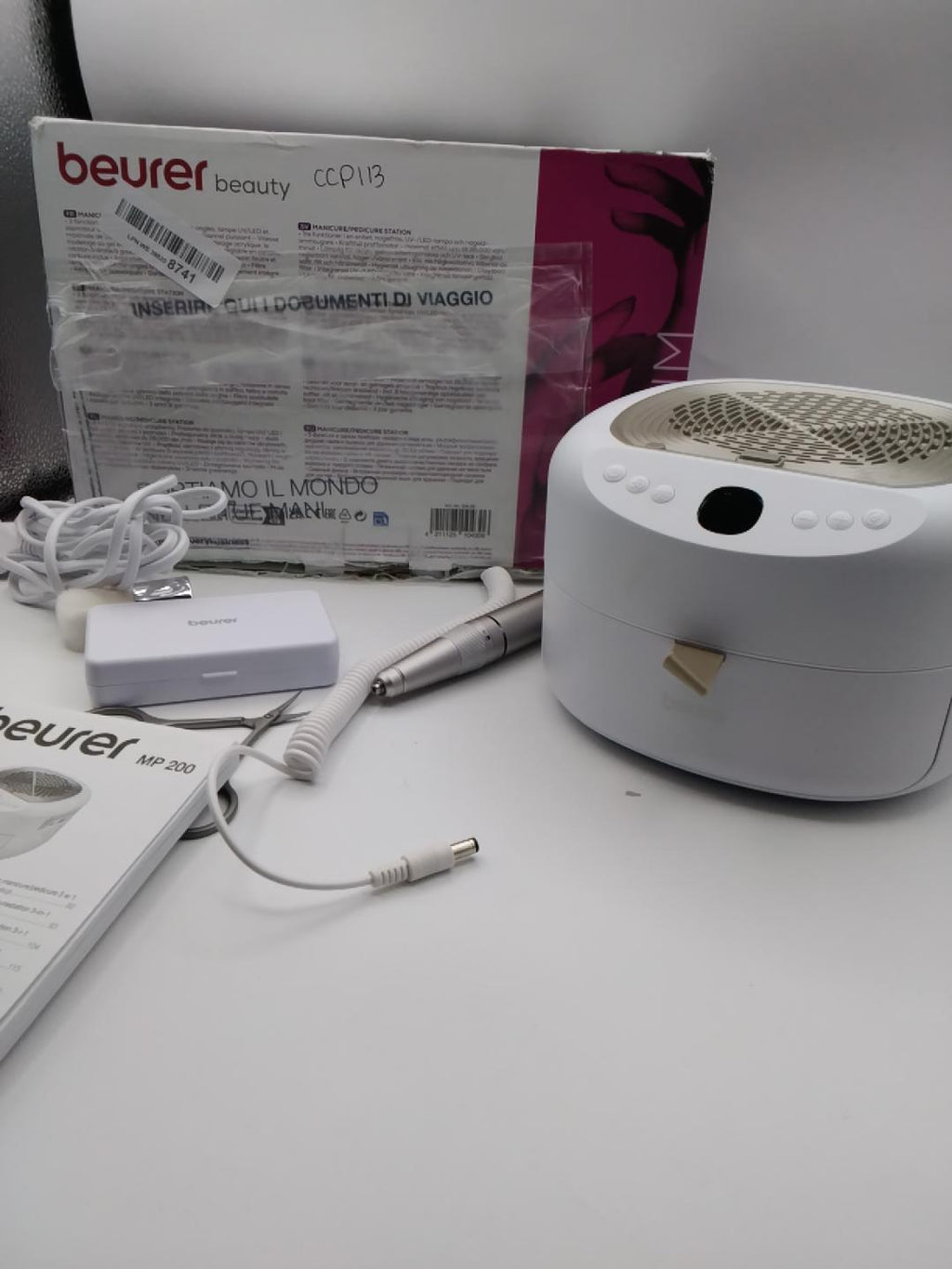 💅BEURER MP 200 STUDIONAILS PRO, STAZIONE MANICURE E PEDICURE 3-IN-1, FRESA 26.000 GIRI/MIN, LAMPADA UV/LED, ASPIRATORE POLVERE, 9 ACCESSORI, TIMER 30/60/120 SEC, OTTIME CONDIZIONI