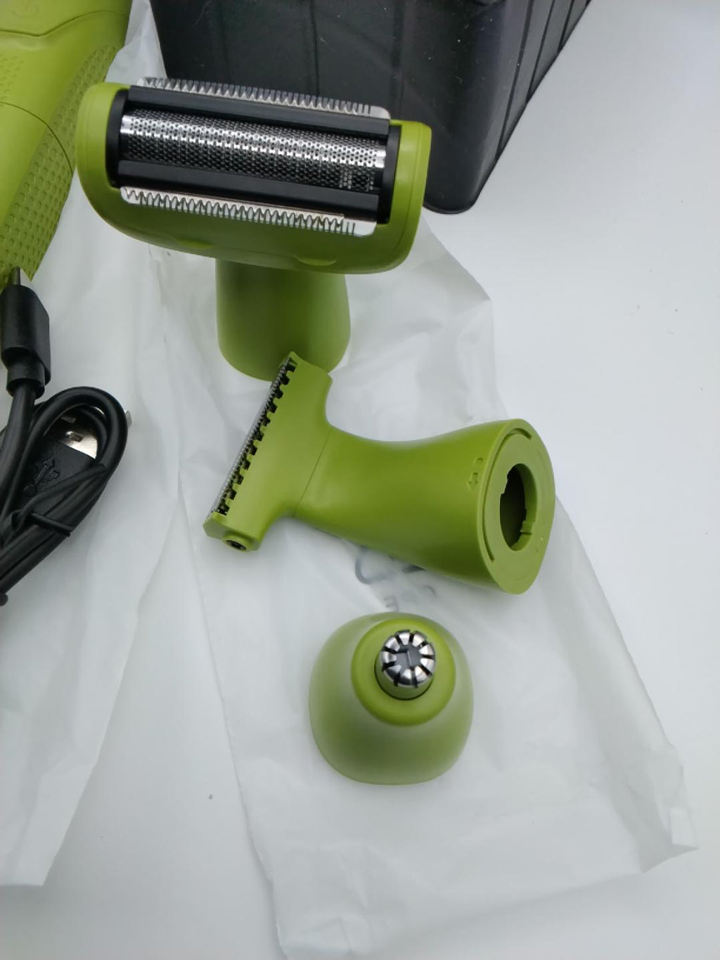 ✂️BARBERBOSS QR-2302 PRECISION 3-IN-1 MEN’S TRIMMER, RIFINITORE BARBA/CAPELLI/CORPO, TESTINA NASO E ORECCHIE, 5 PETTINI 1-7 MM, IMPERMEABILE IPX6, RICARICA USB, 90 MIN AUTONOMIA, VERDE, NUOVO