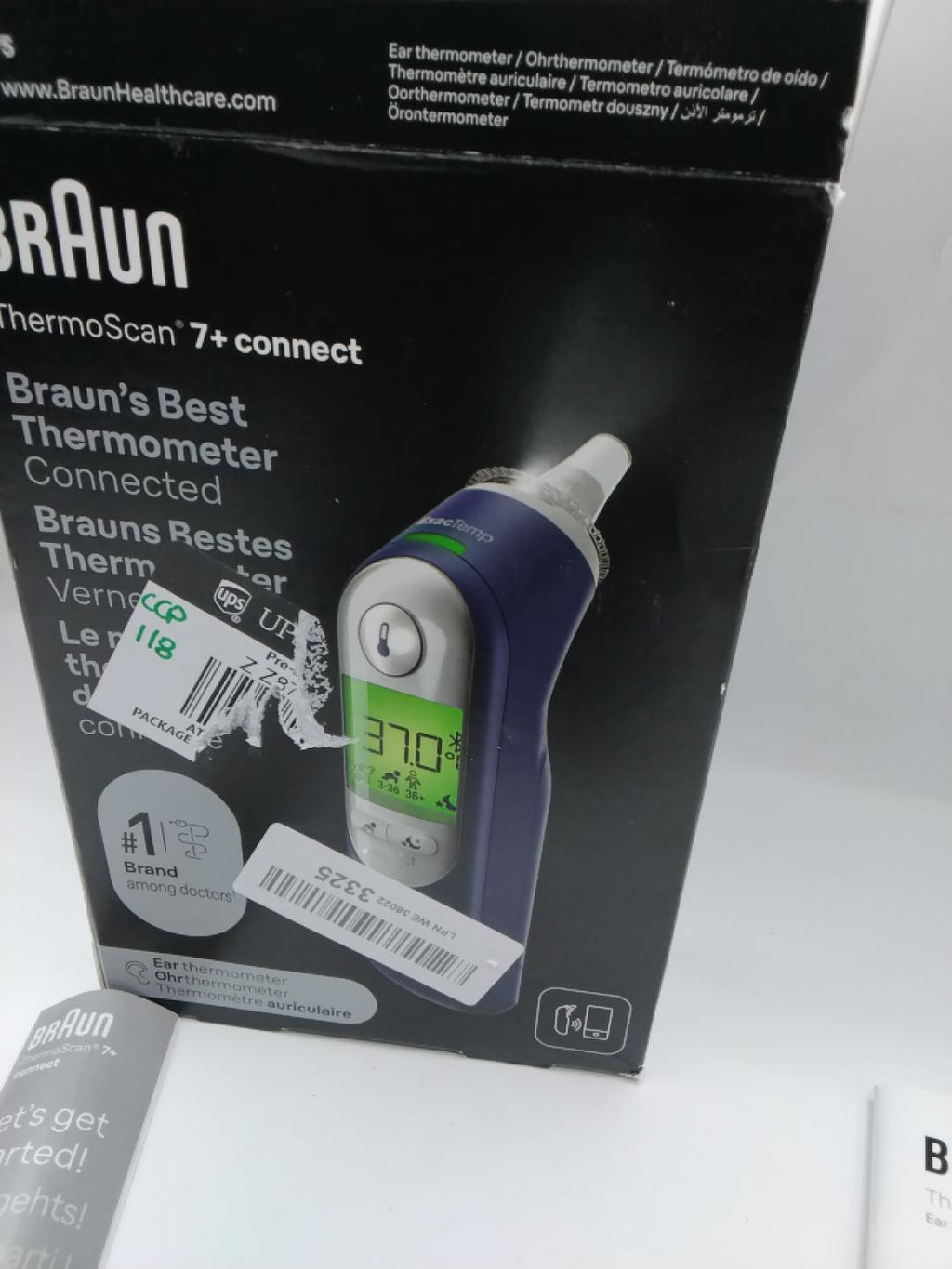 🌡️BRAUN THERMOSCAN 7+ CONNECT IRT6575, TERMOMETRO AURICOLARE BLUETOOTH, APP BRAUN FAMILY CARE, AGE PRECISION, DISPLAY CON CODIFICA A COLORI, LUCE NOTTURNA, 2 PILE AA, NUOVO