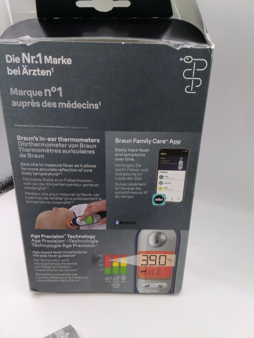 🌡️BRAUN THERMOSCAN 7+ CONNECT IRT6575, TERMOMETRO AURICOLARE BLUETOOTH, APP BRAUN FAMILY CARE, AGE PRECISION, DISPLAY CON CODIFICA A COLORI, LUCE NOTTURNA, 2 PILE AA, NUOVO